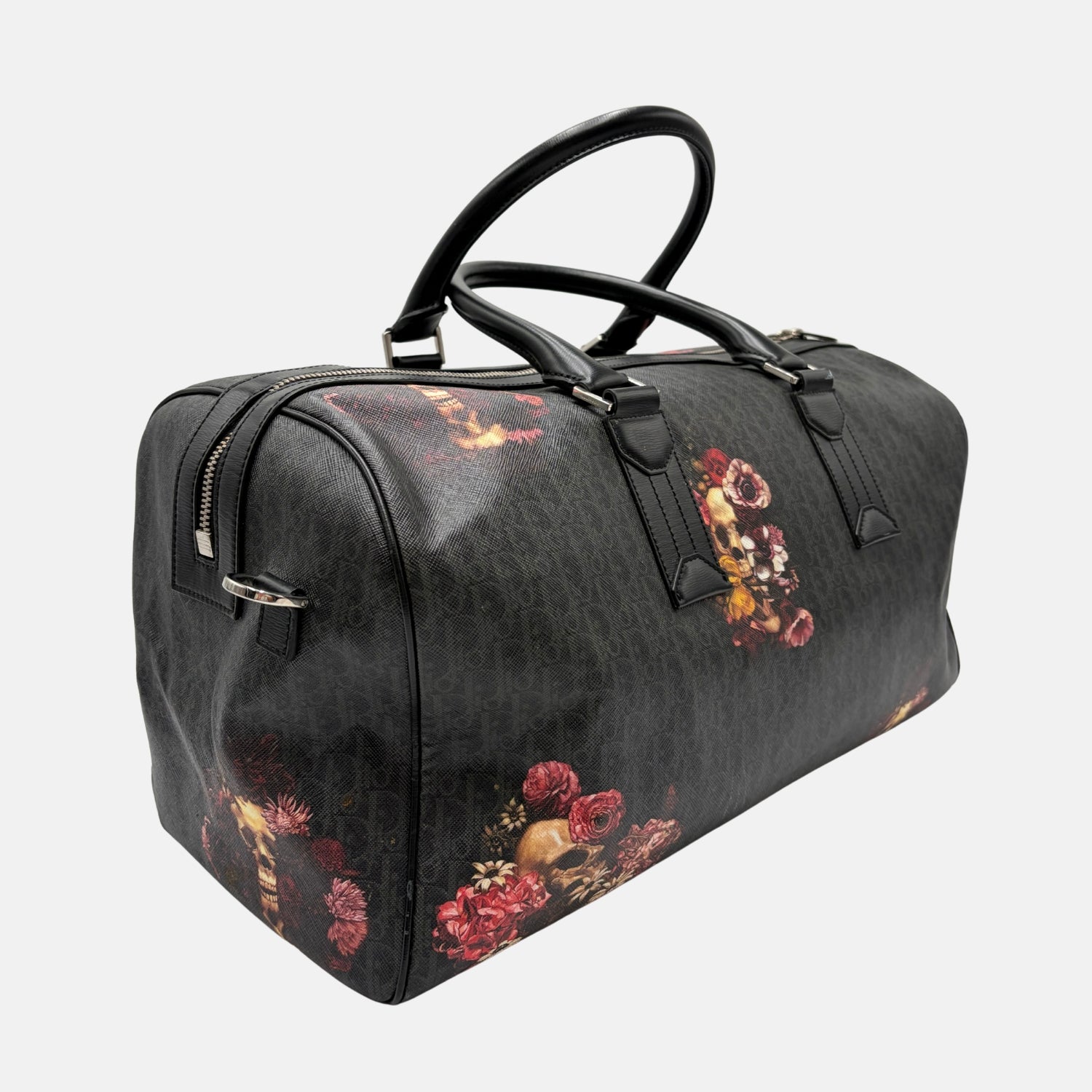 Homme Black Monogram Skull Floral Duffel