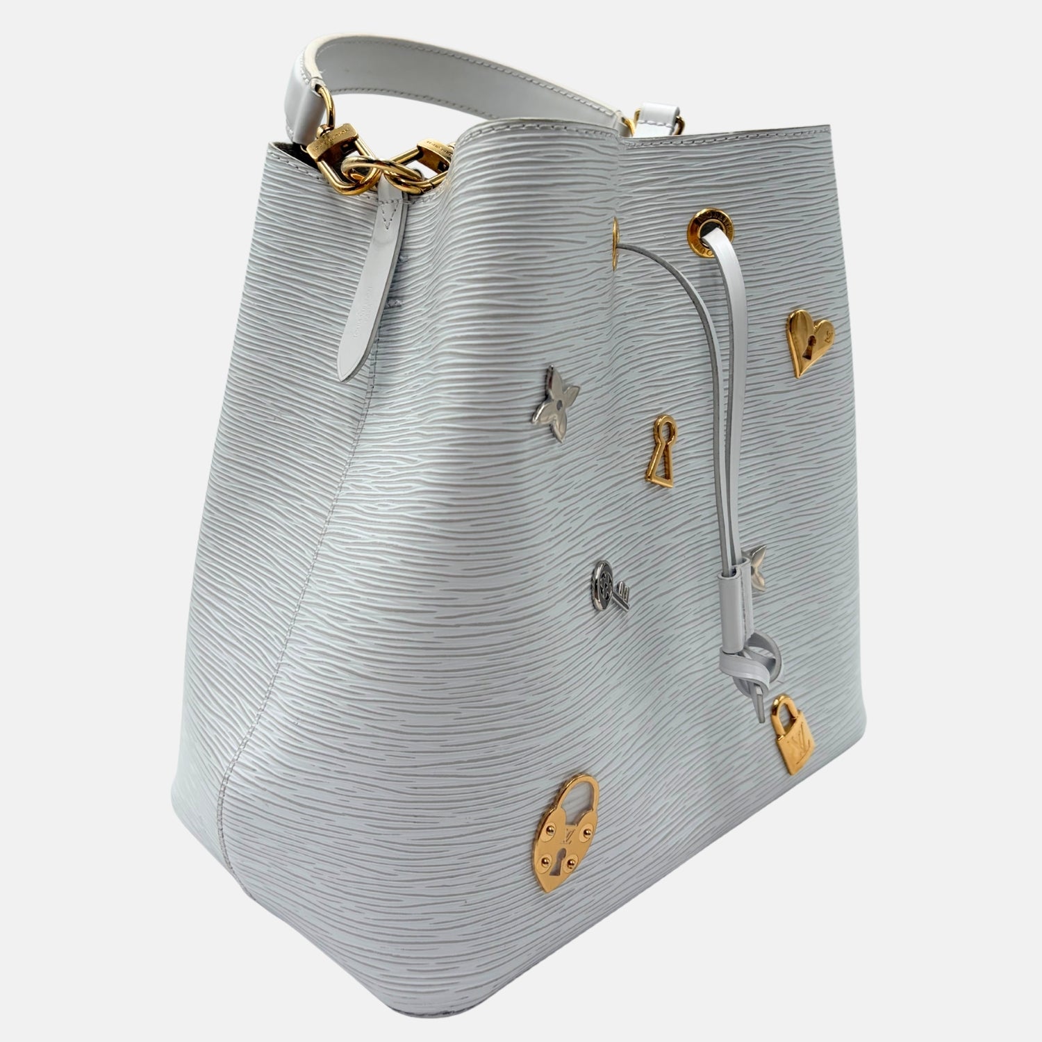 Neo Noé Love Lock White Epi Leather Bag