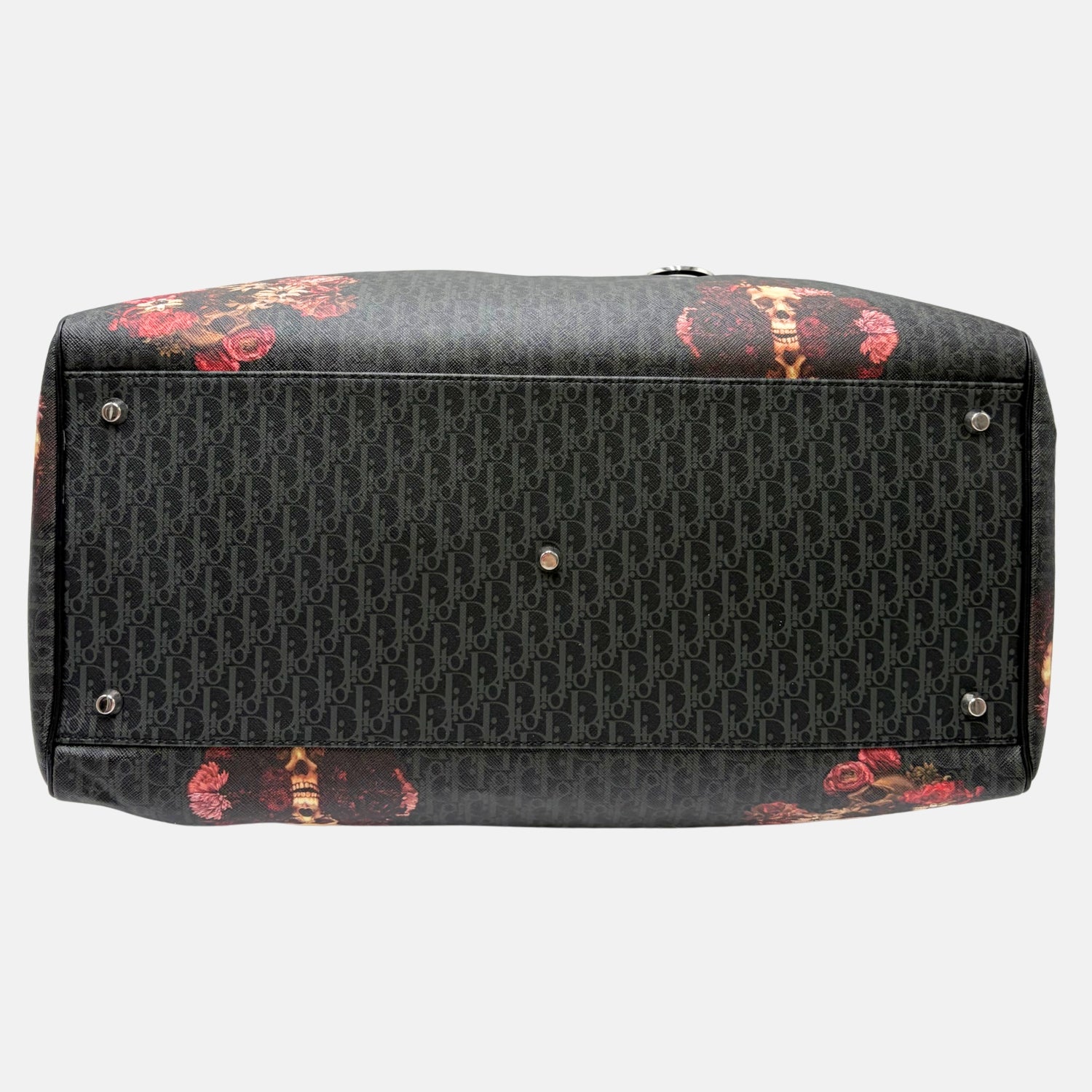 Homme Black Monogram Skull Floral Duffel