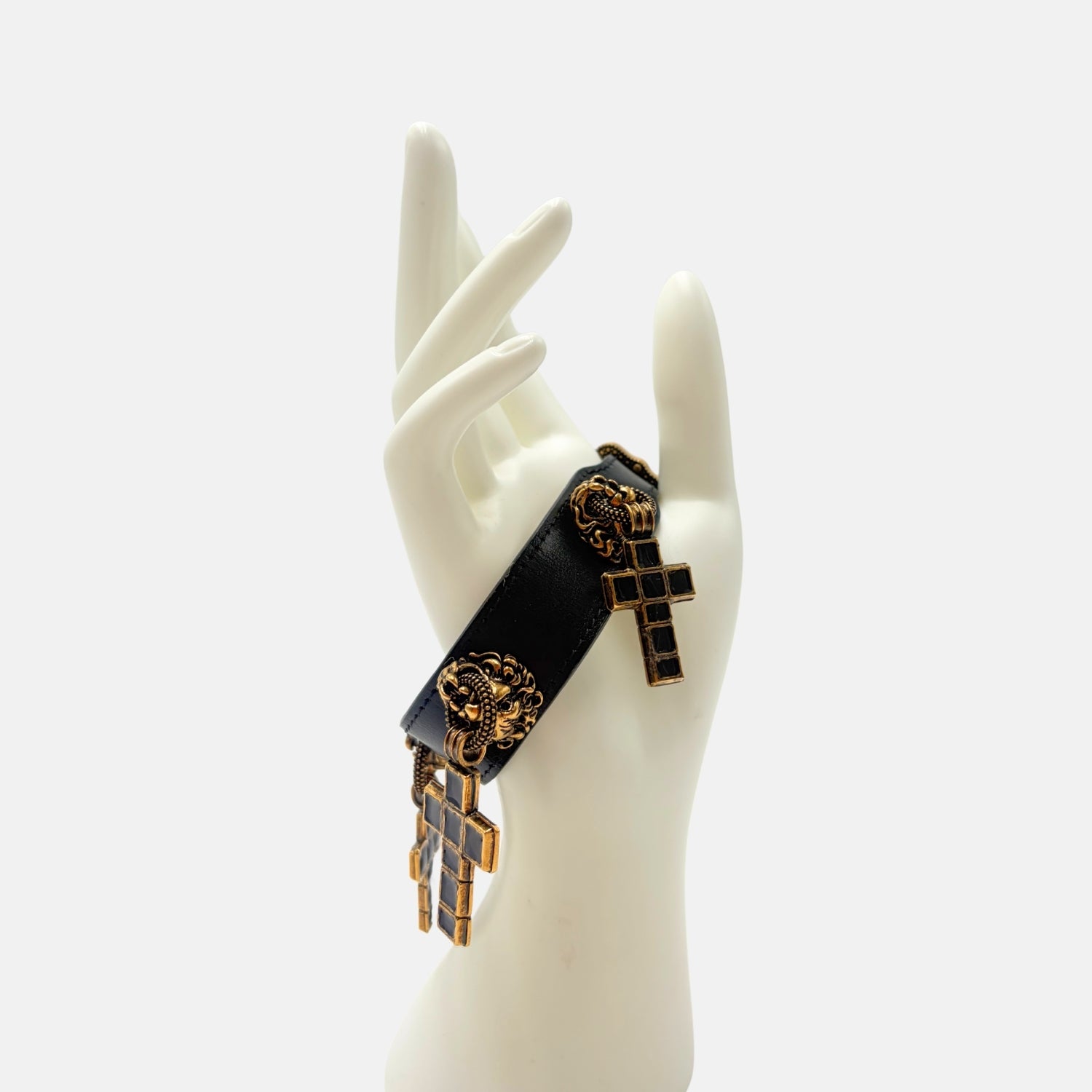 Cross Charm Leather Bracelet