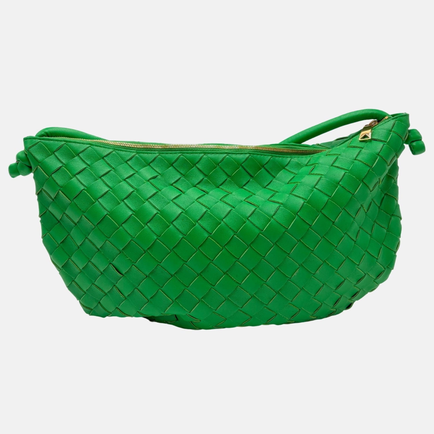 Shoulder Bag Green Intrecciato Leather