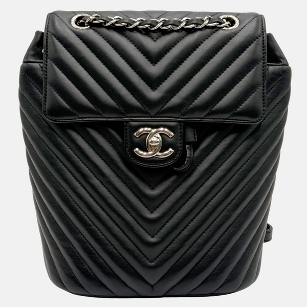 CHANEL Urban Spirit Backpack Black Chevron Leather display picture 1