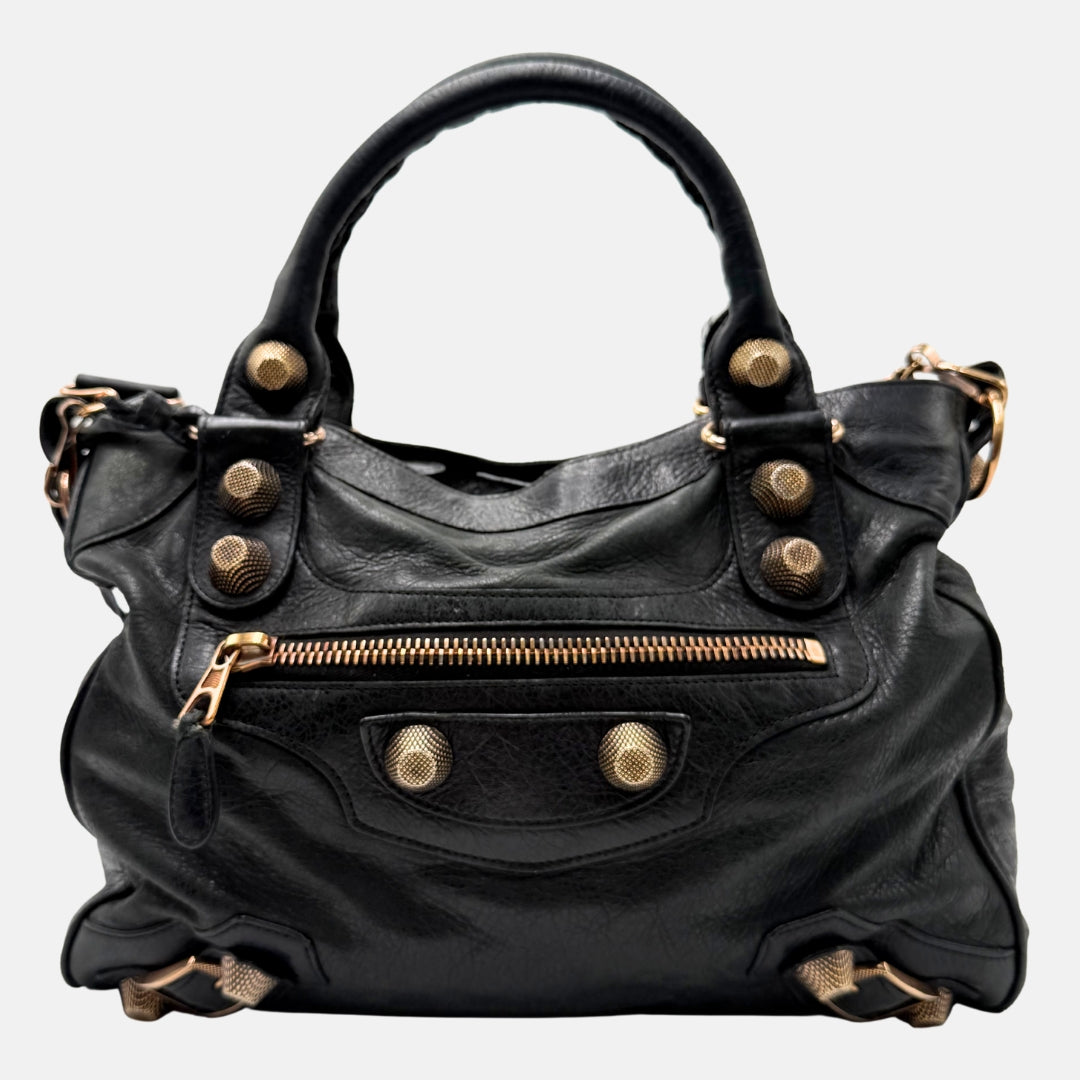 City Bag Black Leather Giant 12