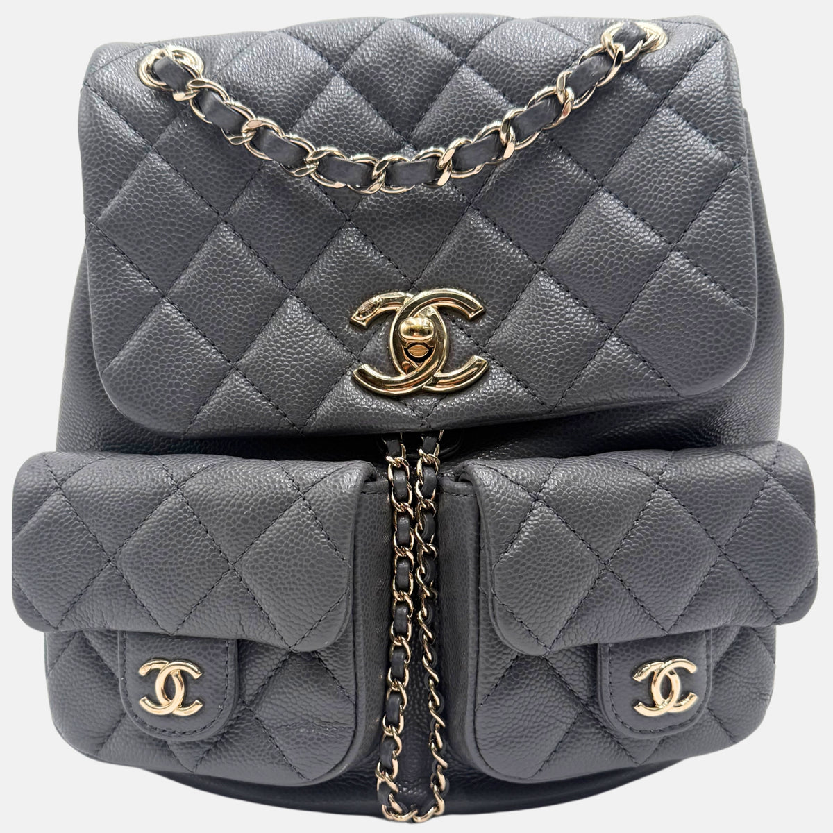 CHANEL Mini Duma Quilted Caviar Backpack Chanel Duma Backpack Small Black Caviar Gold Hardware 23P  main image 4