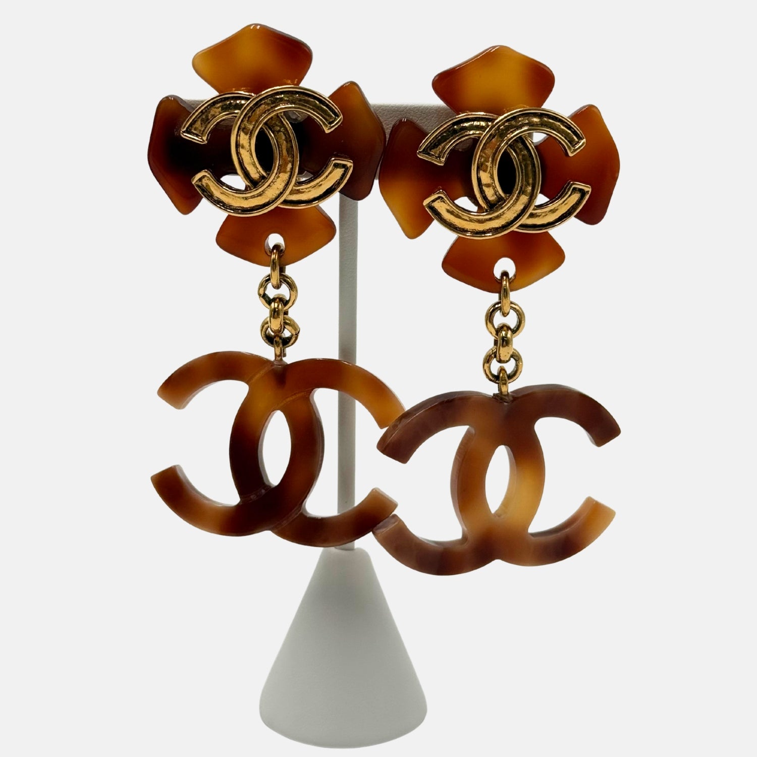 Camellia Tortoise Drop Clip-On Earrings