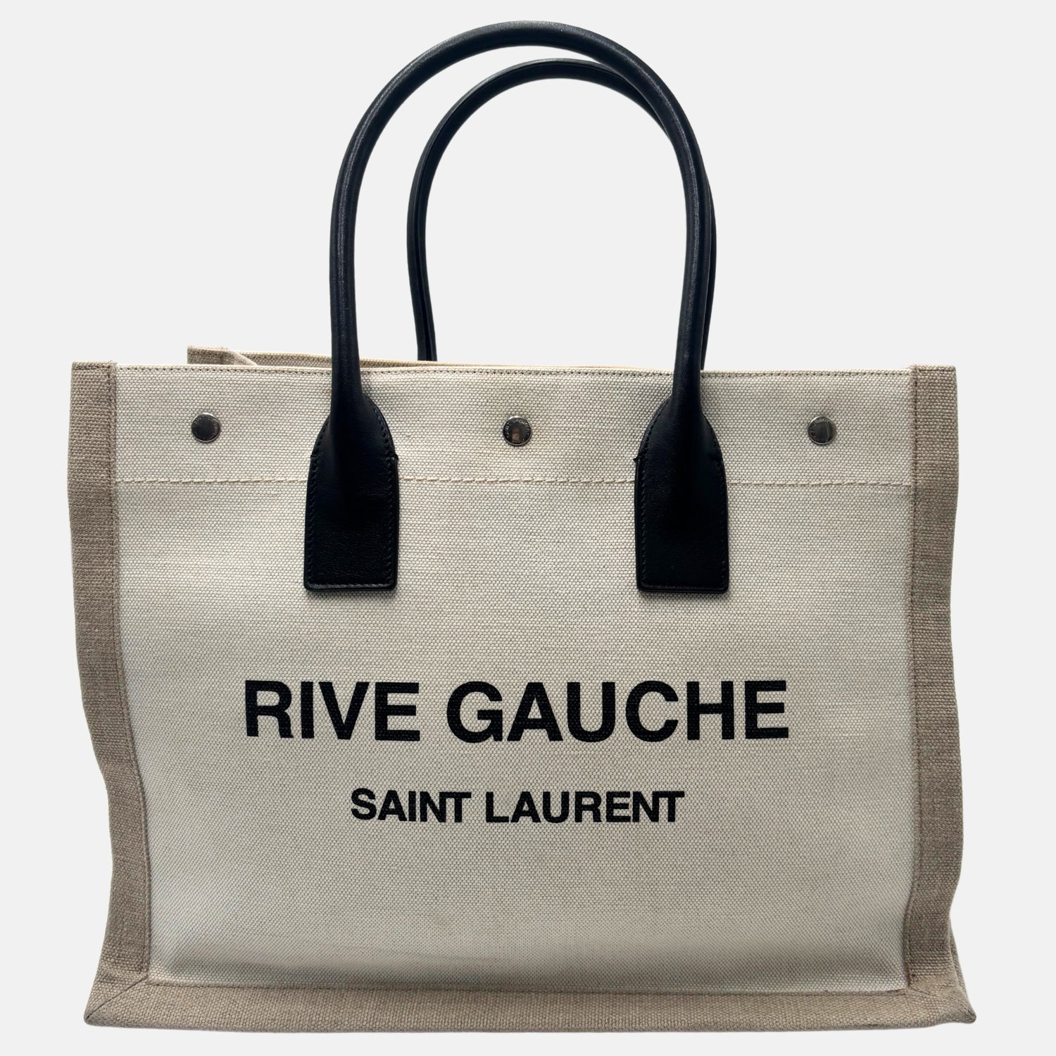 Rive Gauche Tote Bag Beige Canvas and Leather