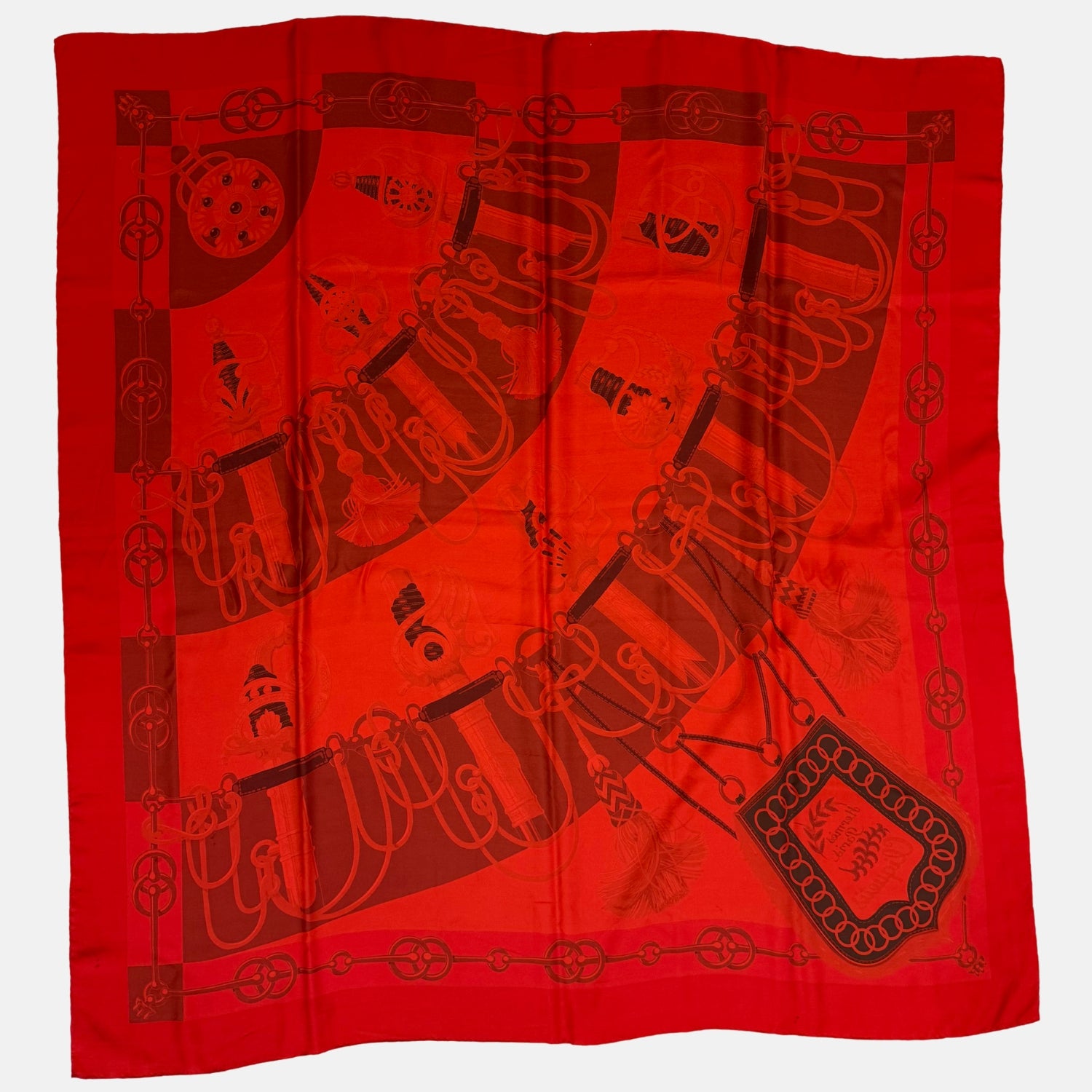 Les Cles Scarf Red Silk 90