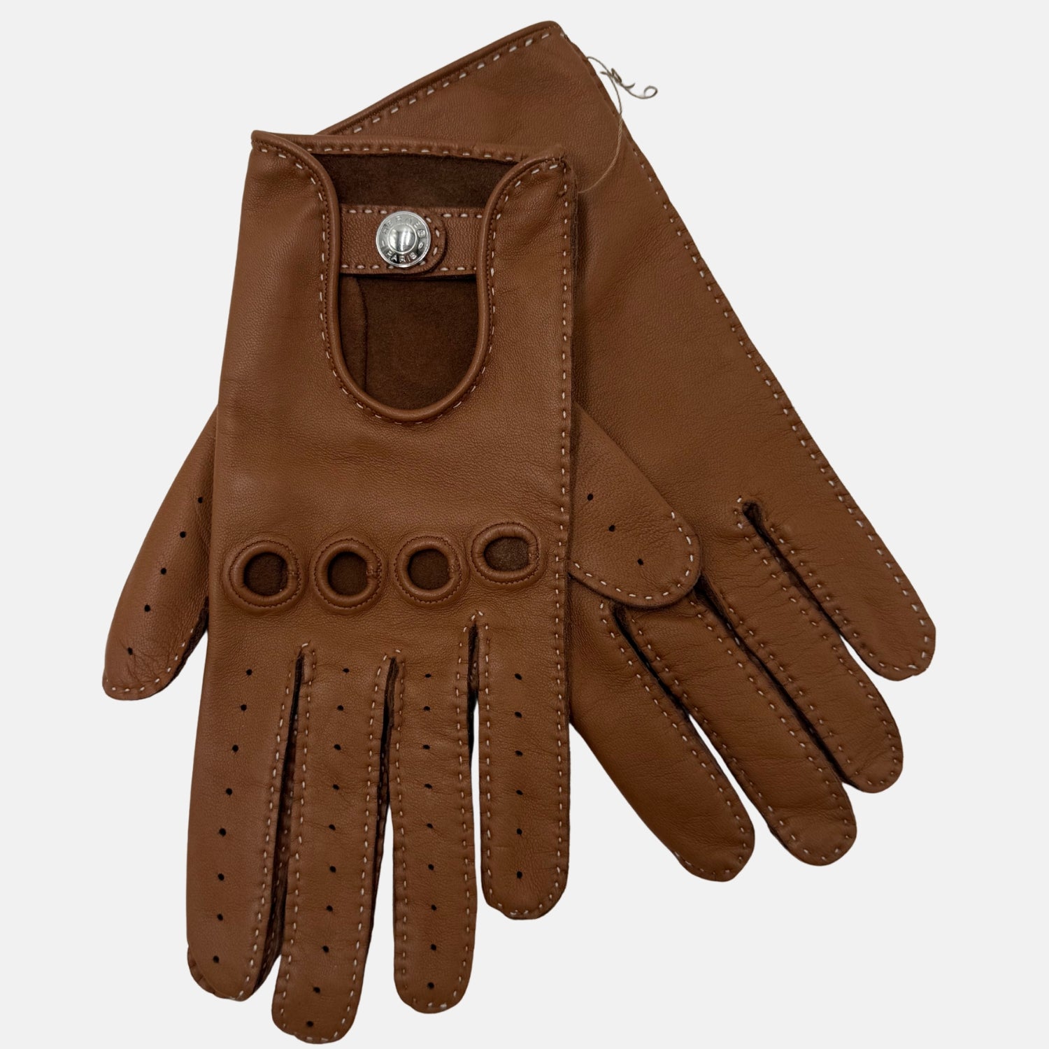 Driving Gloves Brown Leather Size 7.5