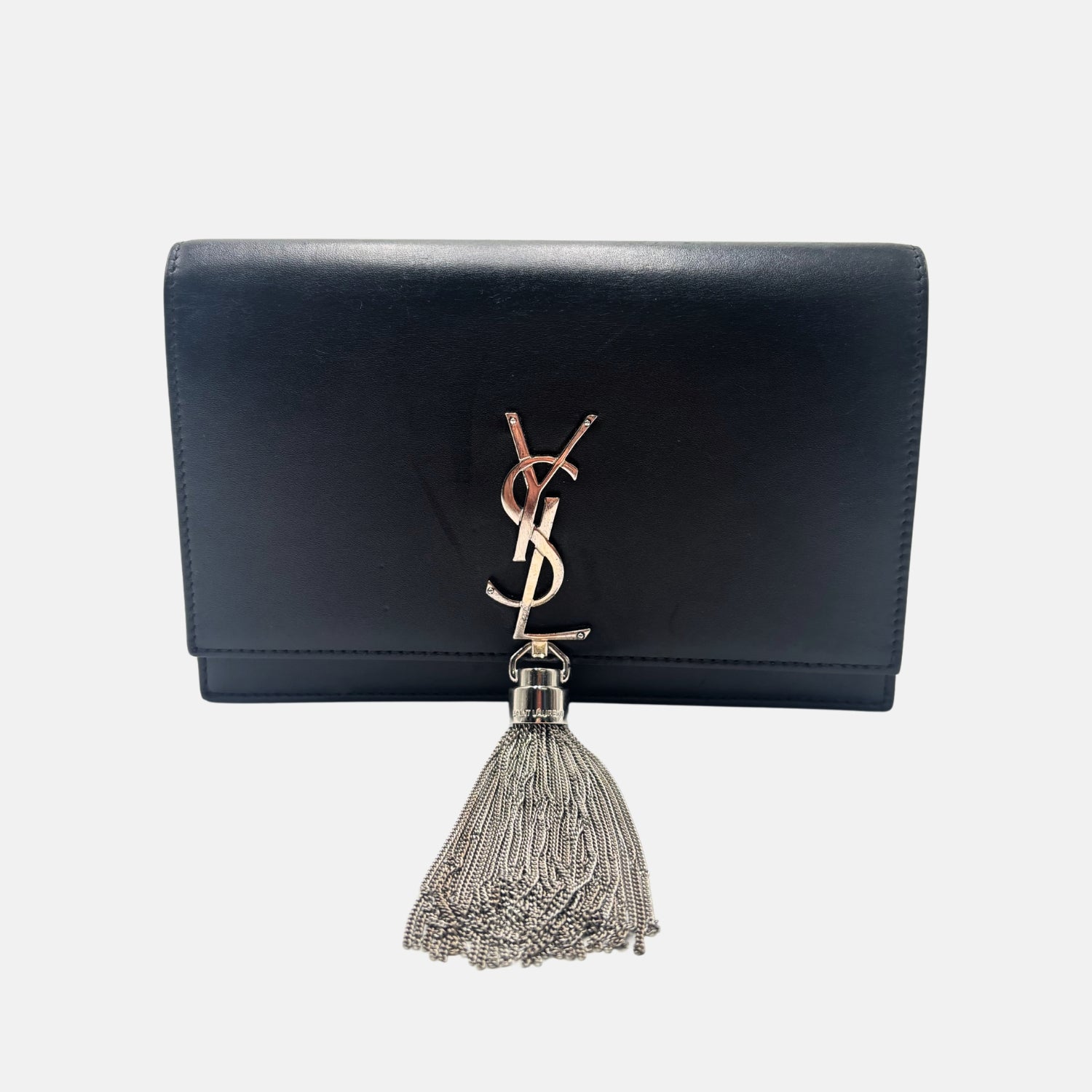 Kate Tassel Chain Bag Black Smooth Leather