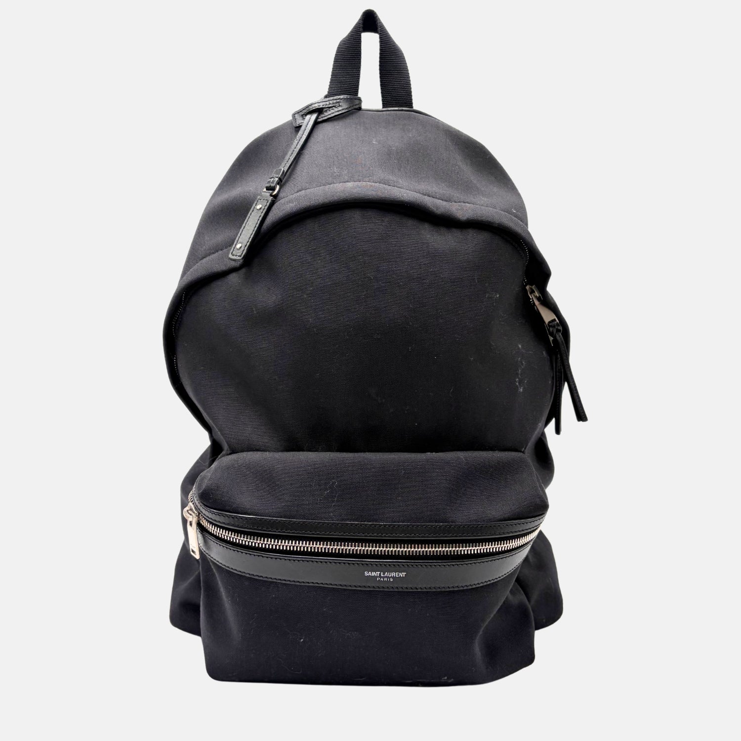 City Backpack Black Canvas and Leather