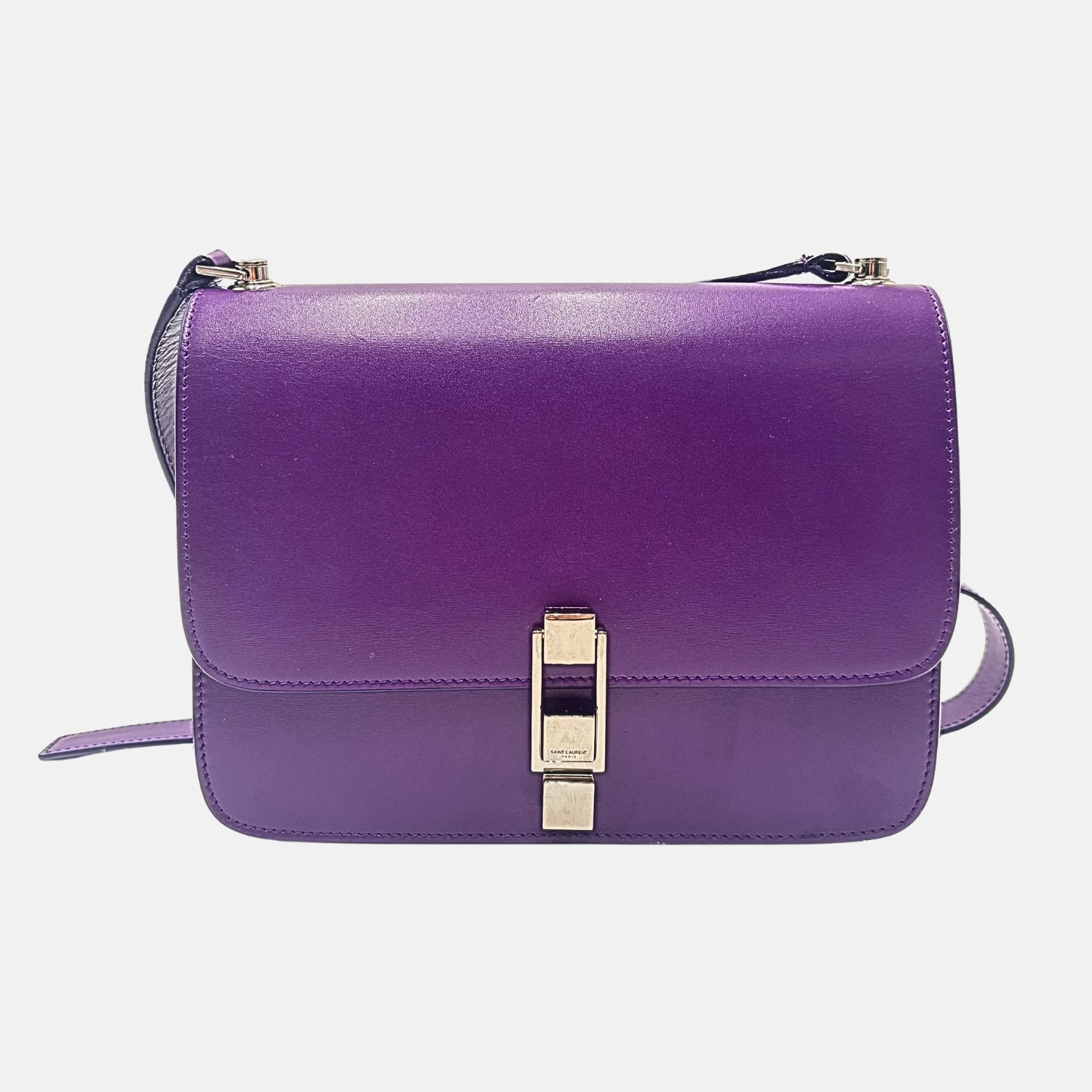 Carré Satchel Bag Purple Smooth Leather