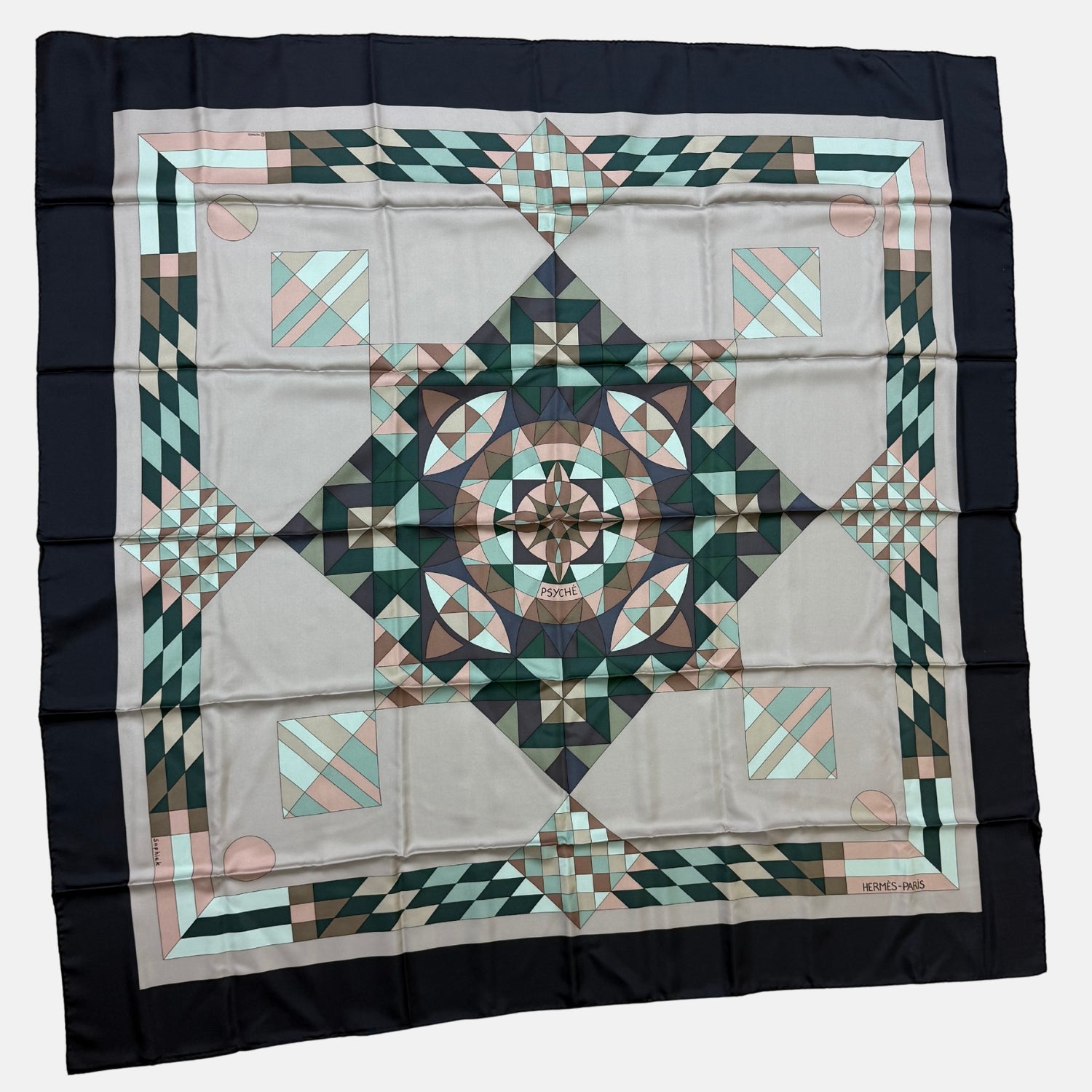 Scarf Psyche Green Silk 90