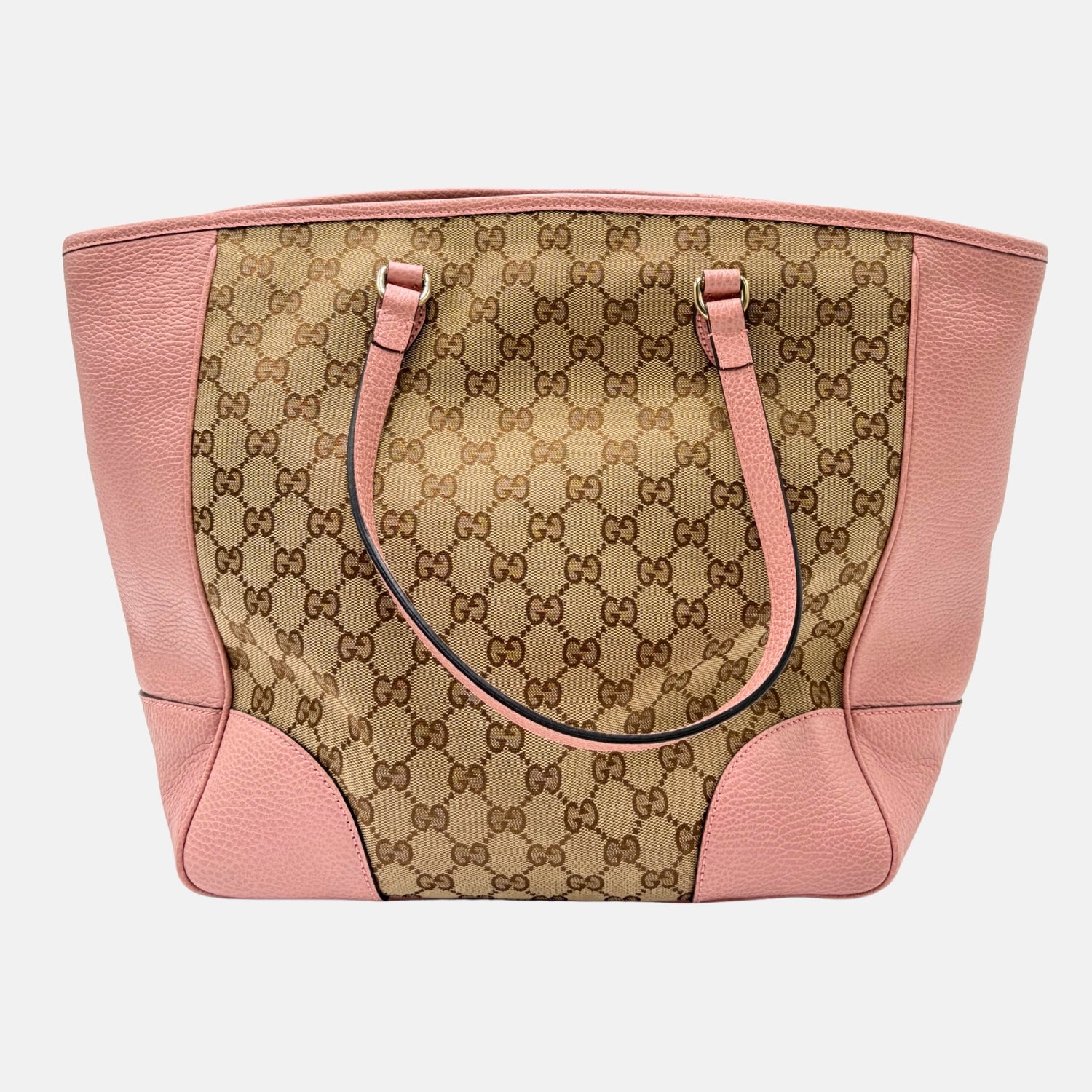 GG Canvas Pink Leather Trim Tote