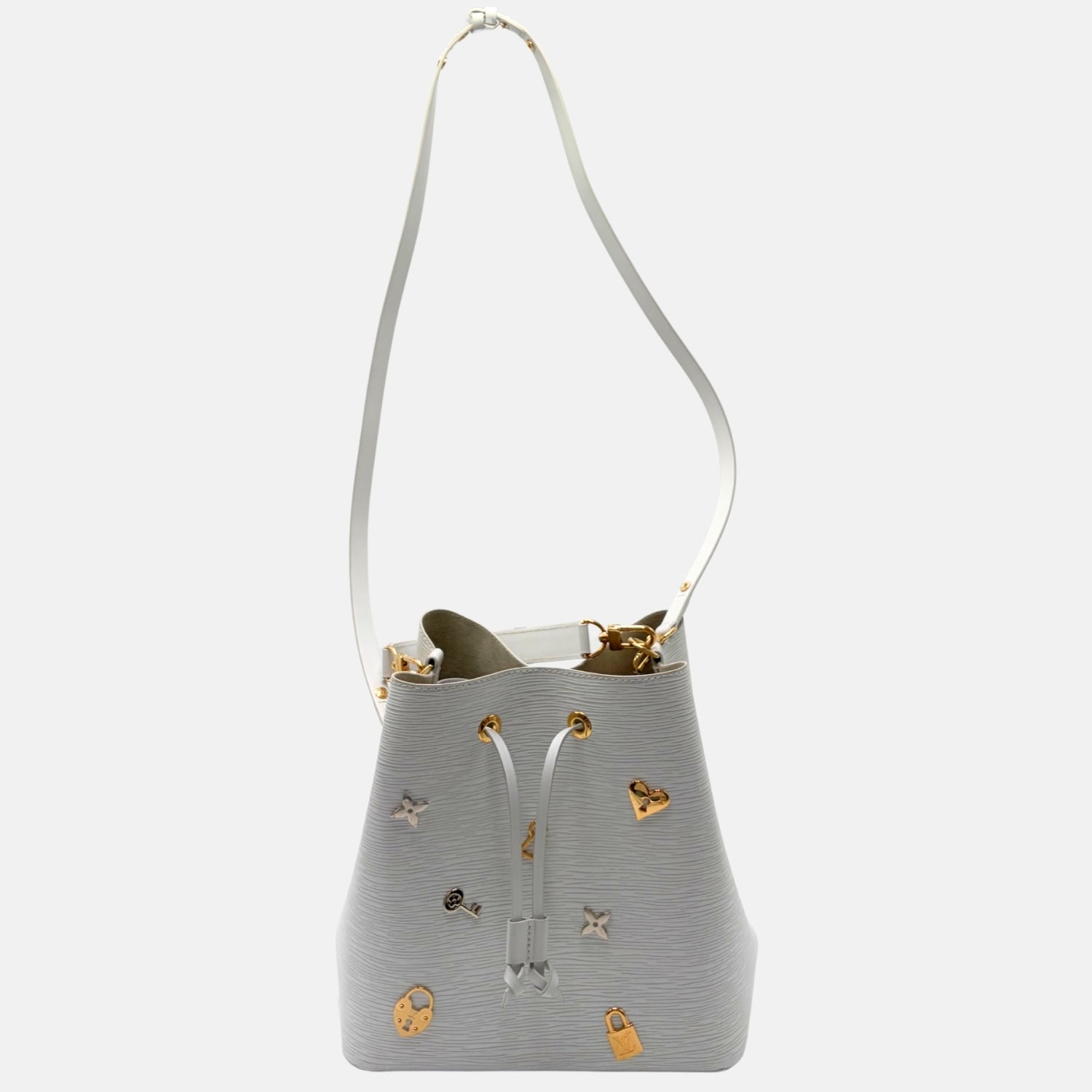 Neo Noé Love Lock White Epi Leather Bag