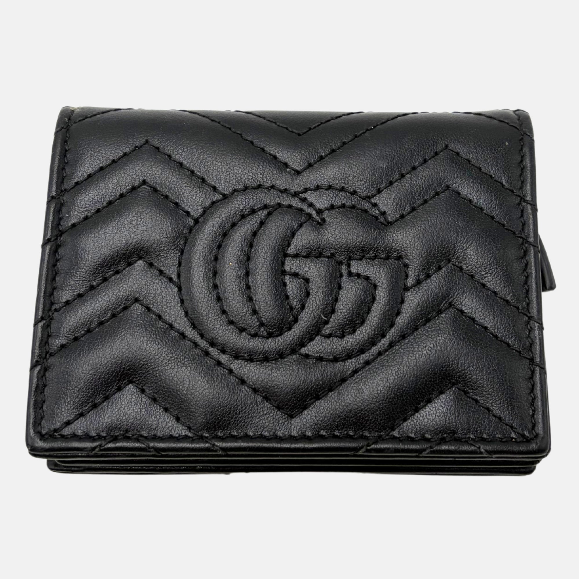 GG Marmont Matelasse Card Case Black