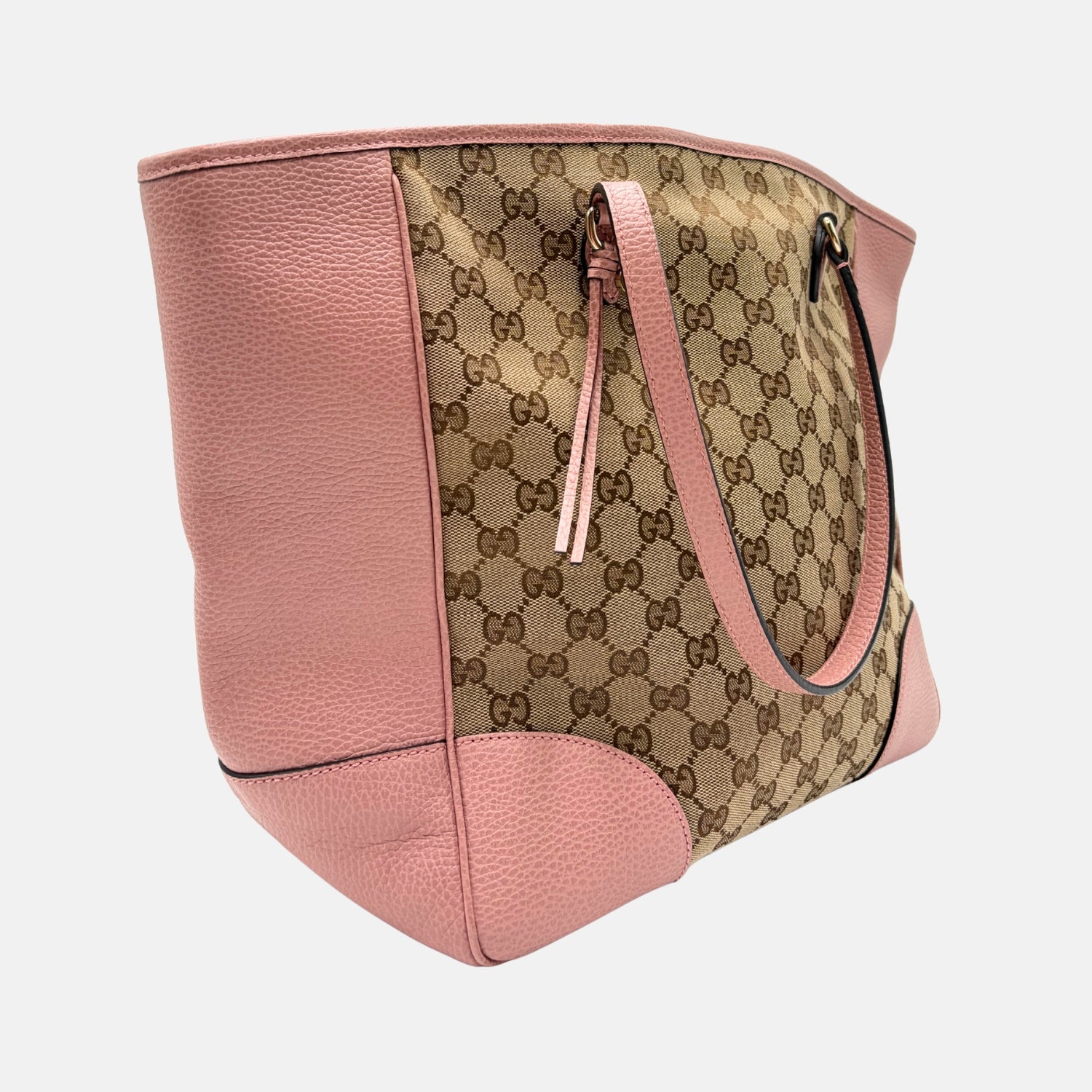 GG Canvas Pink Leather Trim Tote