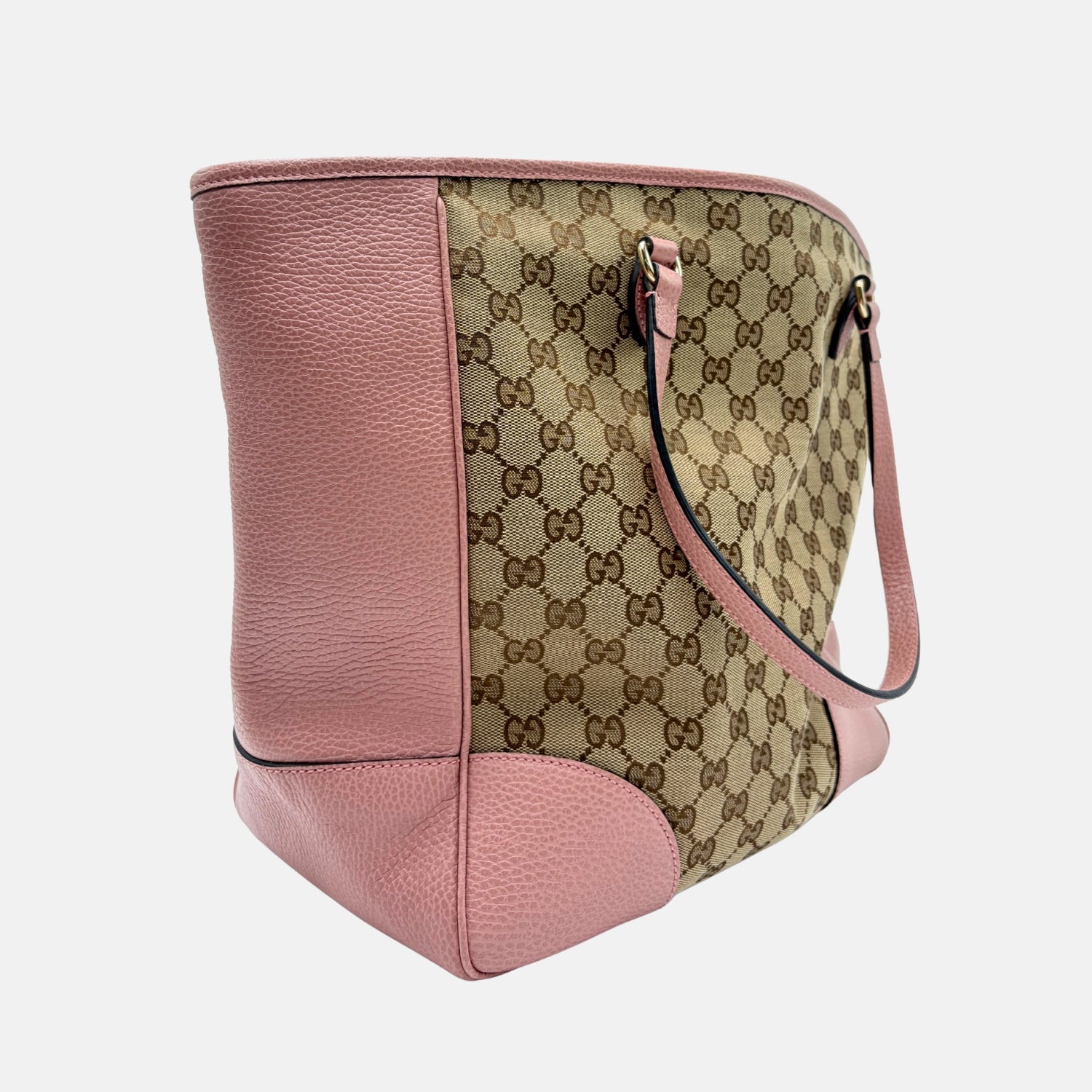 GG Canvas Pink Leather Trim Tote