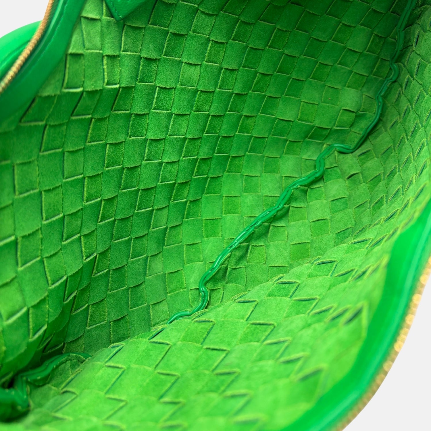 Shoulder Bag Green Intrecciato Leather