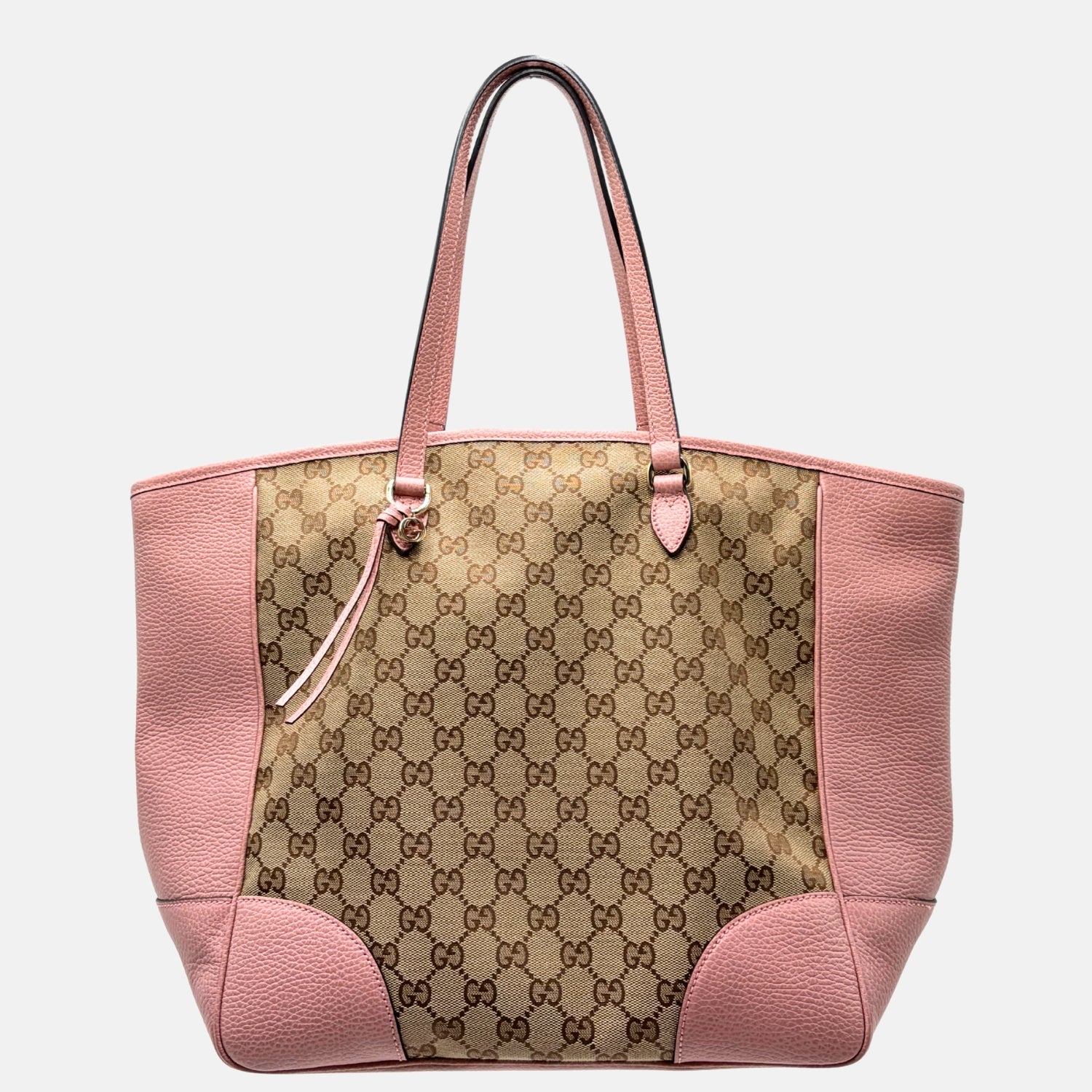 GG Canvas Pink Leather Trim Tote