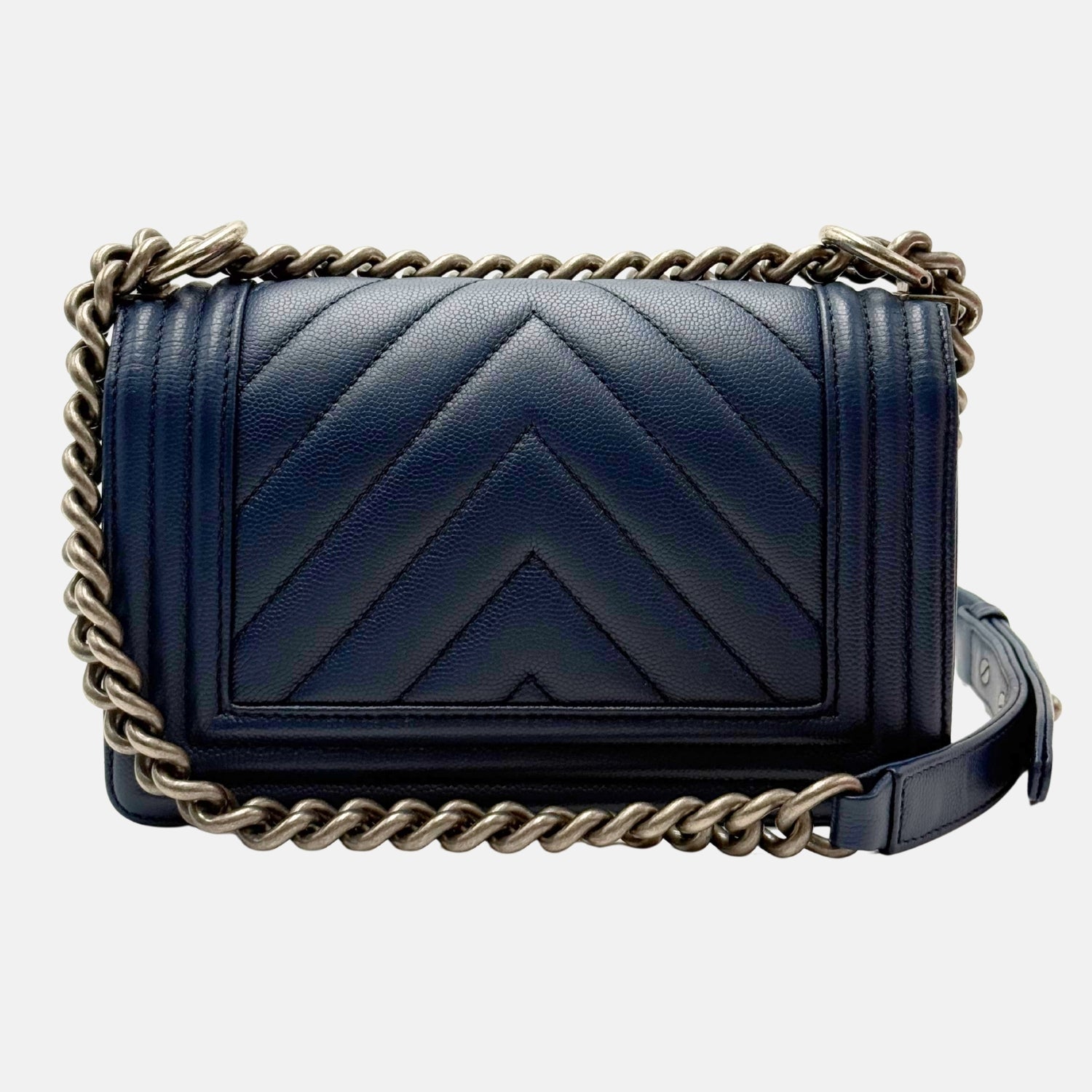 CHANEL Boy Bag Navy Quilted Leather Small