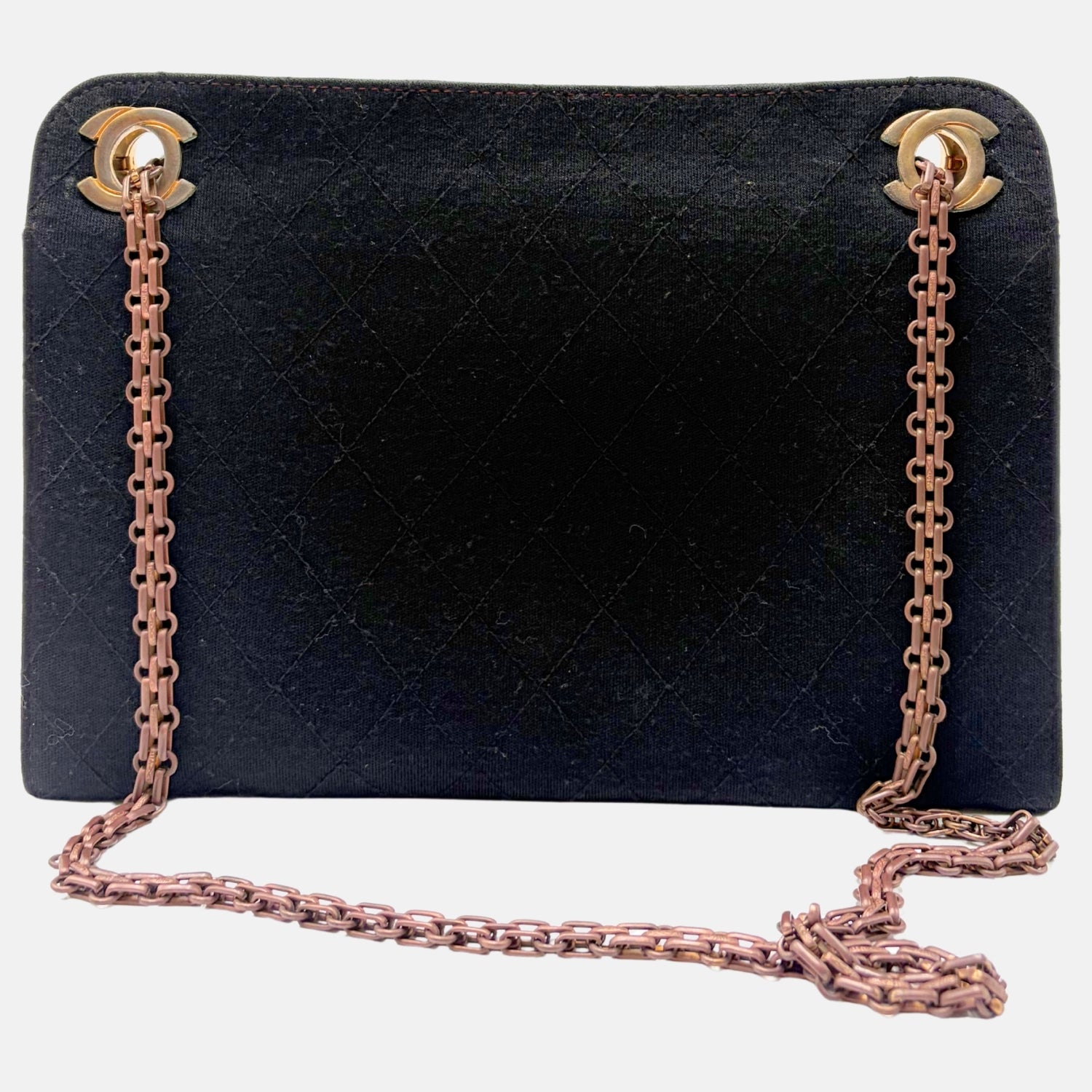 Vintage Shoulder Bag Black Quilted Cotton