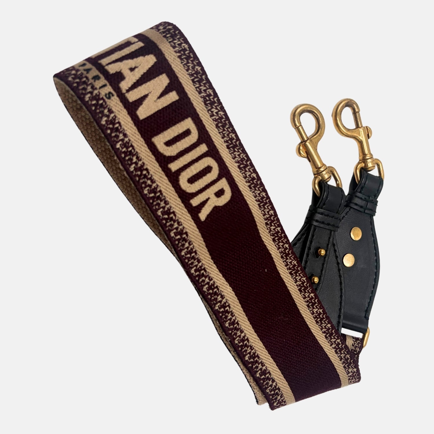 DIOR Shoulder Strap Beige and Burgundy Logo Jacquard