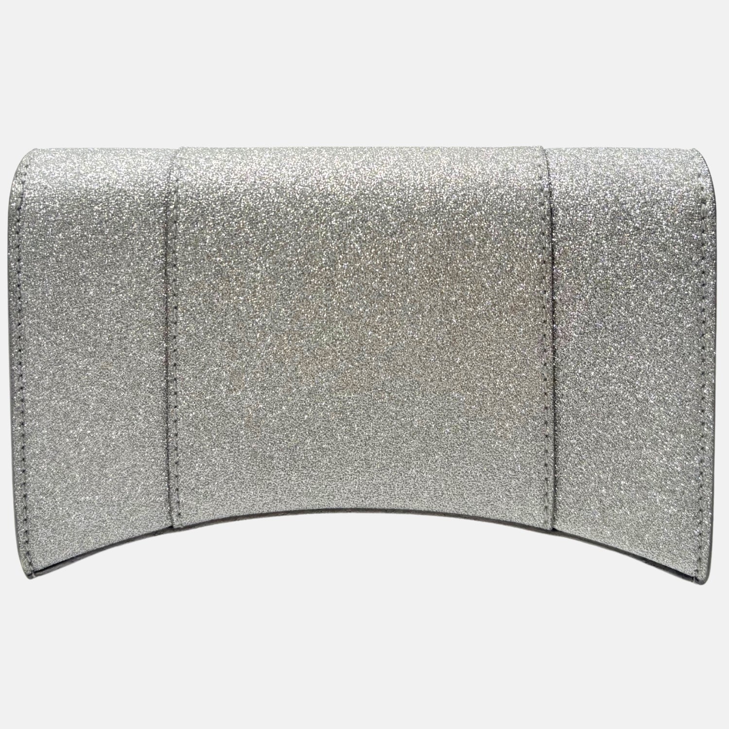 Hourglass Glitter Bag Silver Glitter Leather
