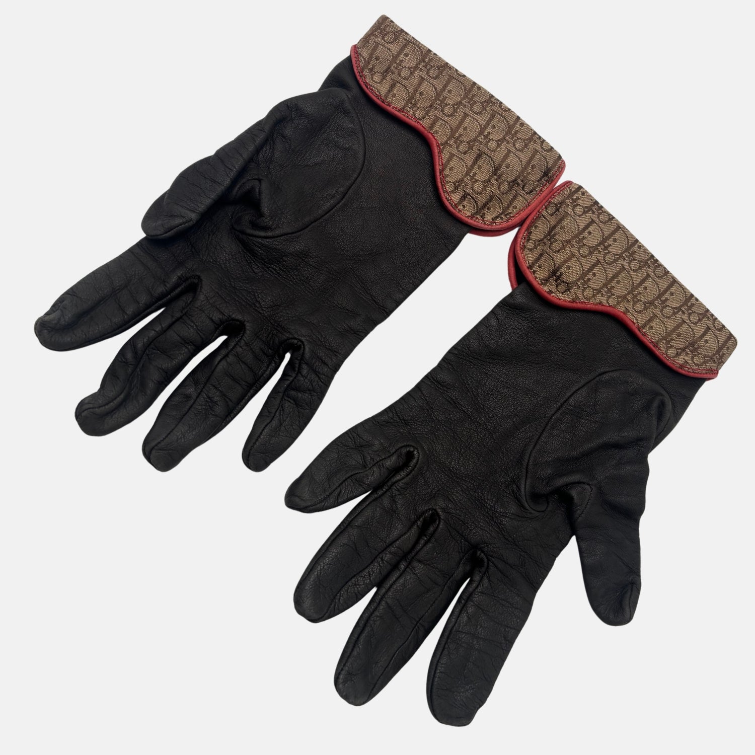 Rasta Gloves Brown Leather and Oblique Canvas