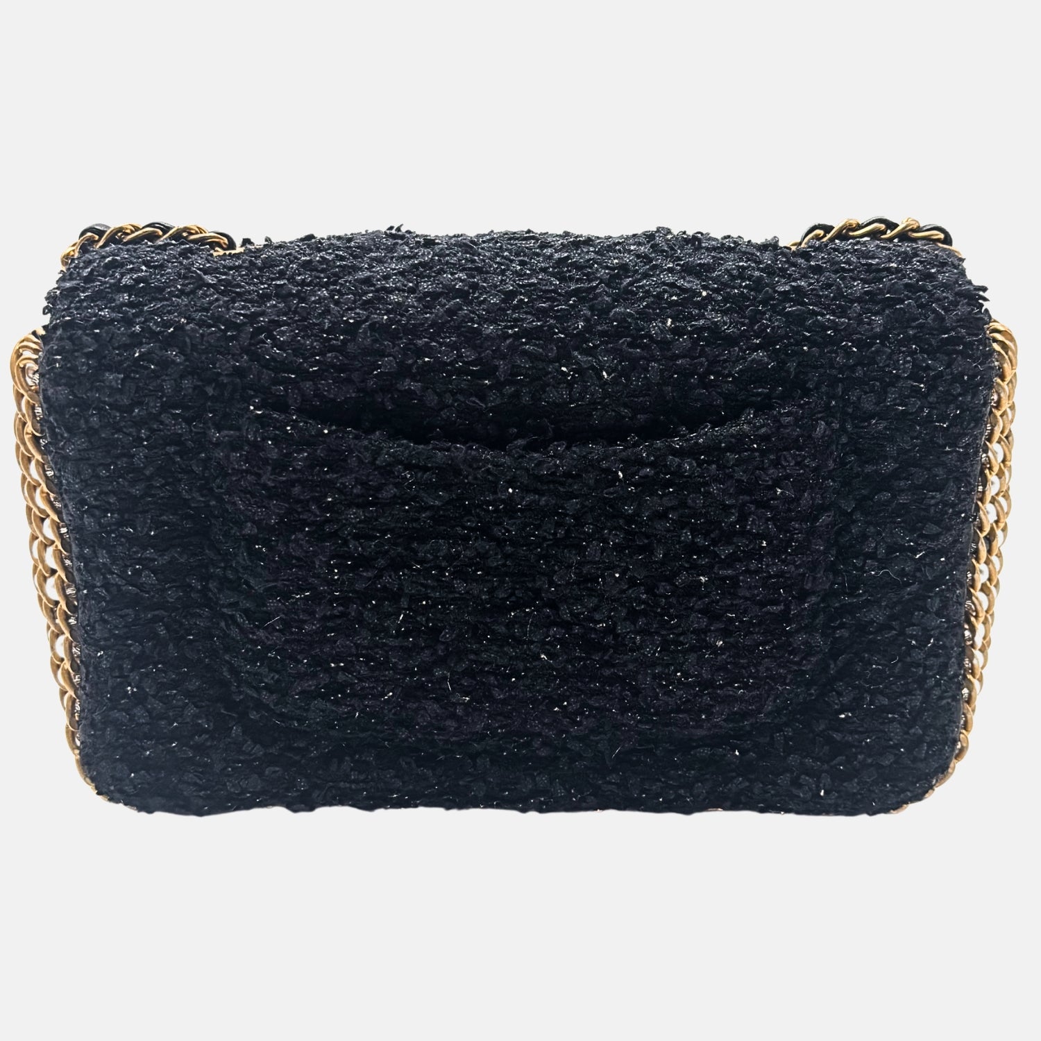 Classic Flap Bag Black Bouclé Tweed with Pearl Details