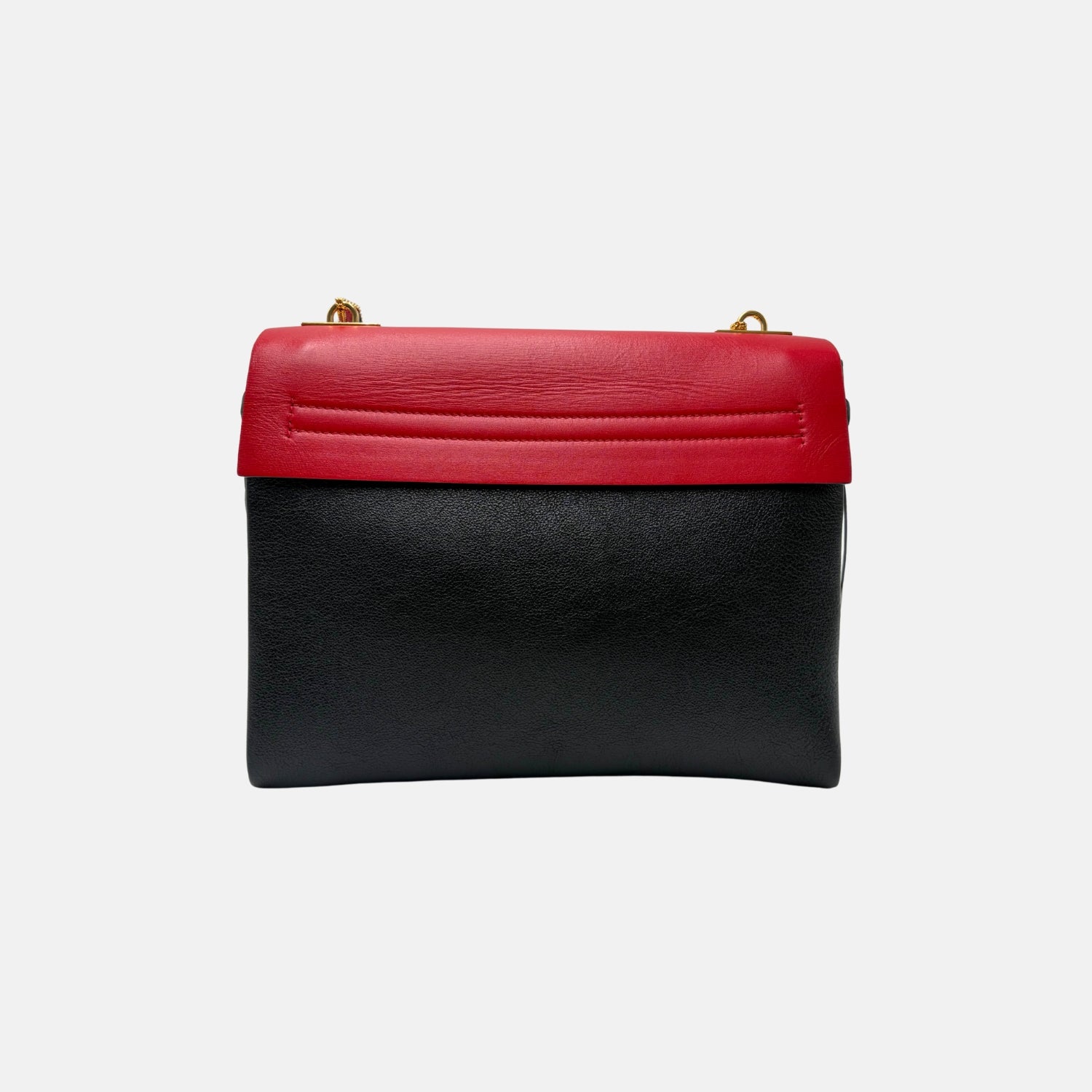 Signature Two-Tone Crossbody Bag Red and Black Leather