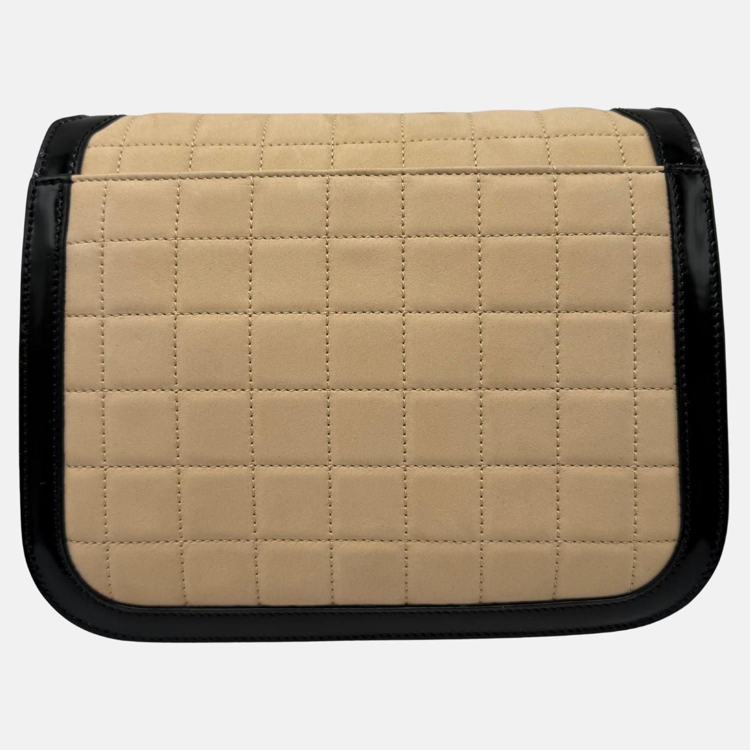 Solferino Satchel Beige Quilted Leather Black Leather Trim