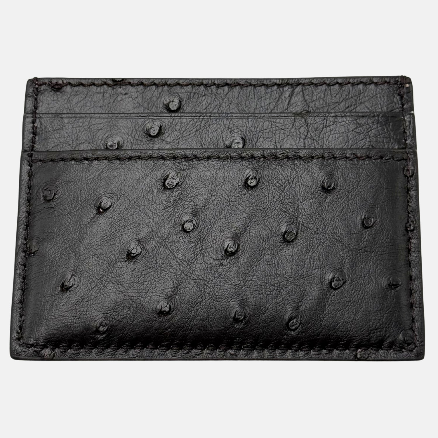 Card Holder Black Ostrich Leather