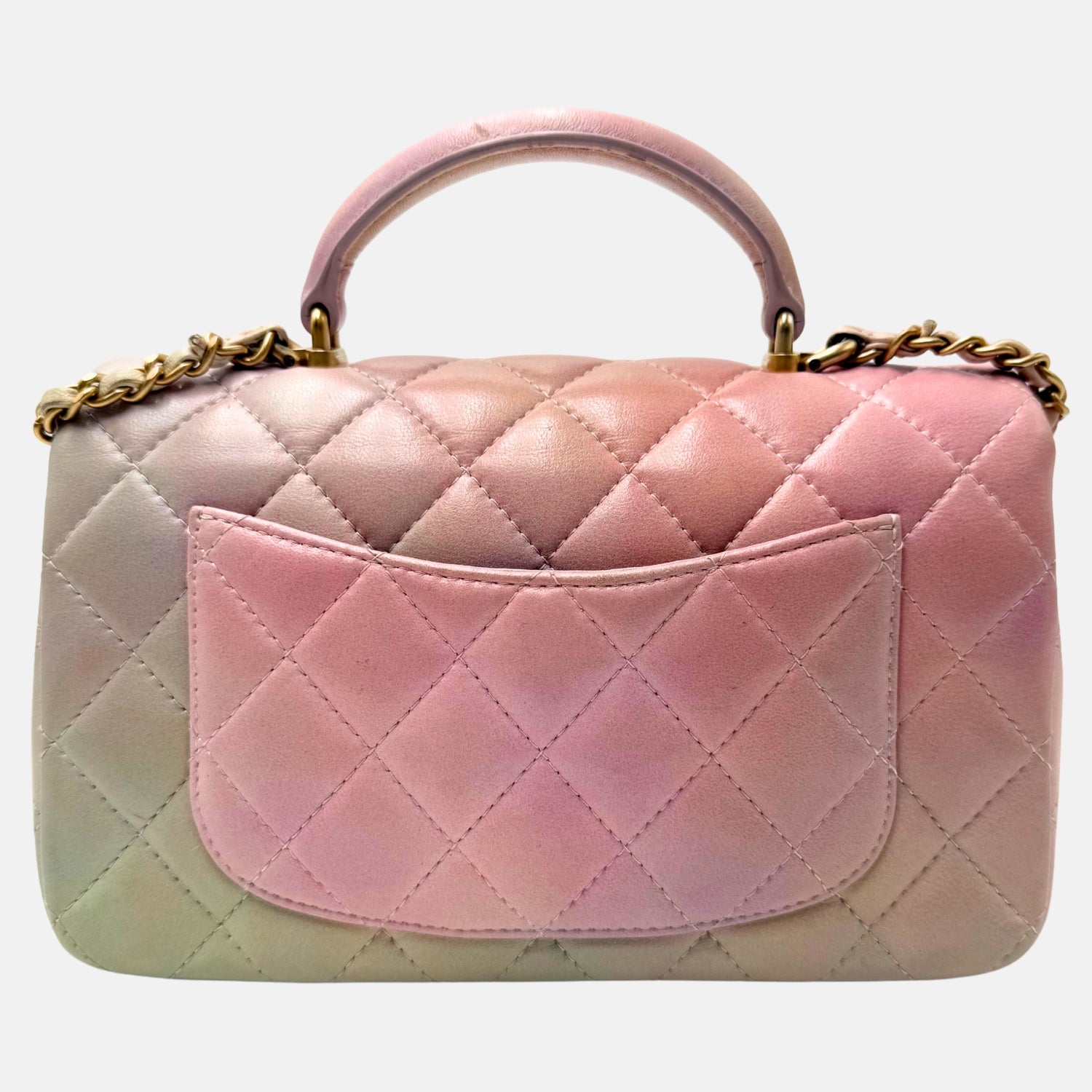 Coco Handle Bag Rainbow Ombre Quilted Lambskin