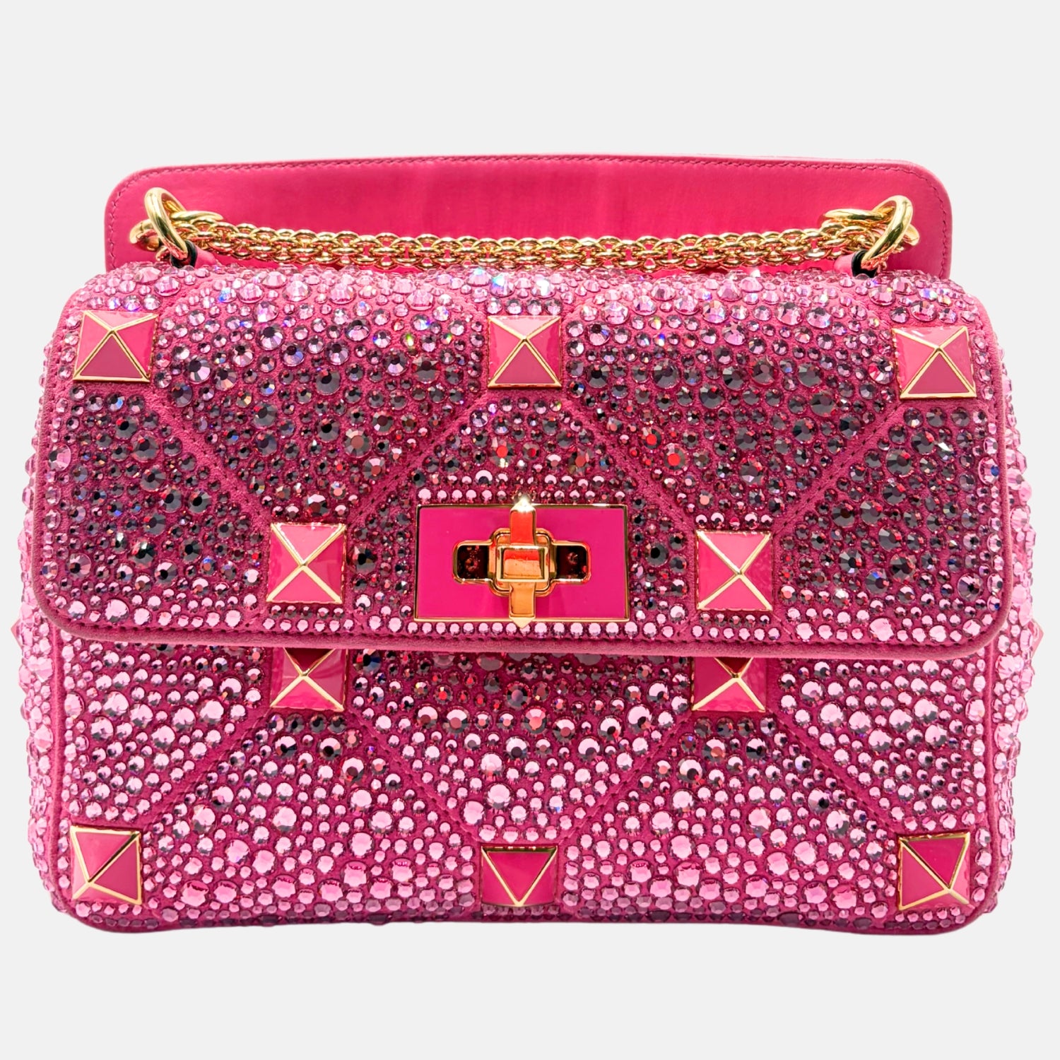 Garavani Shoulder Bag Pink Crystal Roman Stud