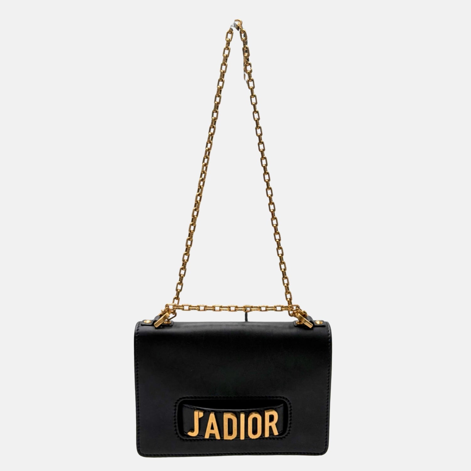 J'Adior Smooth Calfskin Chain Clutch Black