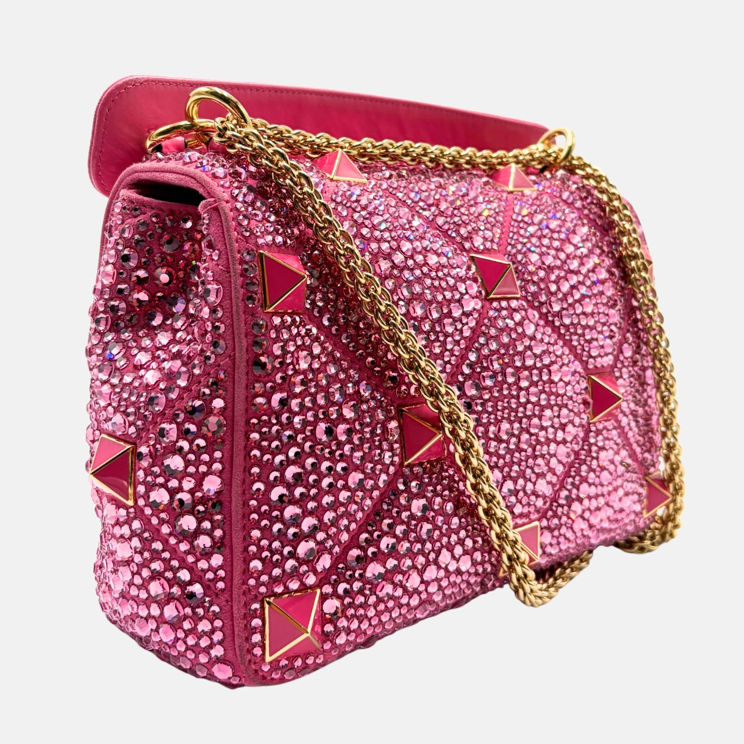Garavani Shoulder Bag Pink Crystal Roman Stud