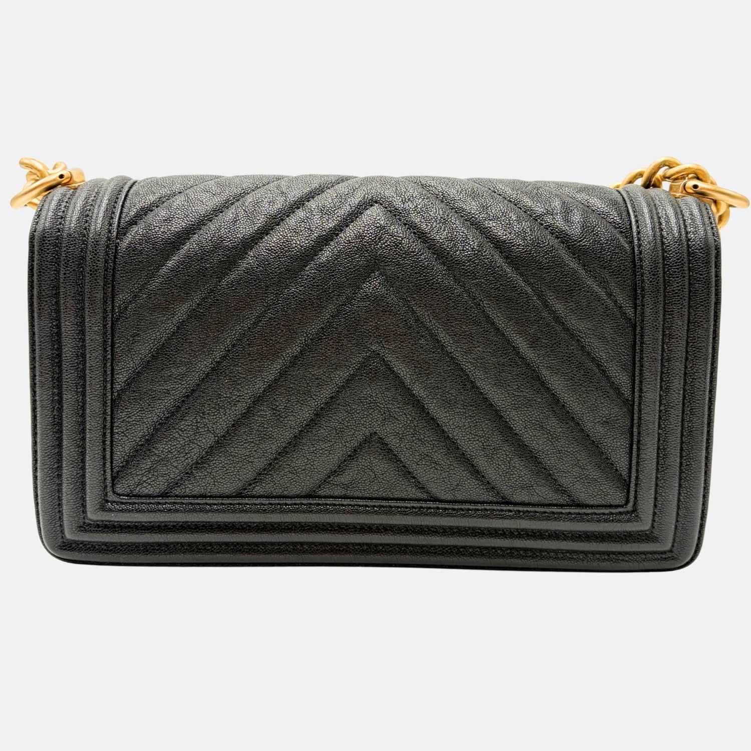 Boy Bag Medium Black Chevron Caviar