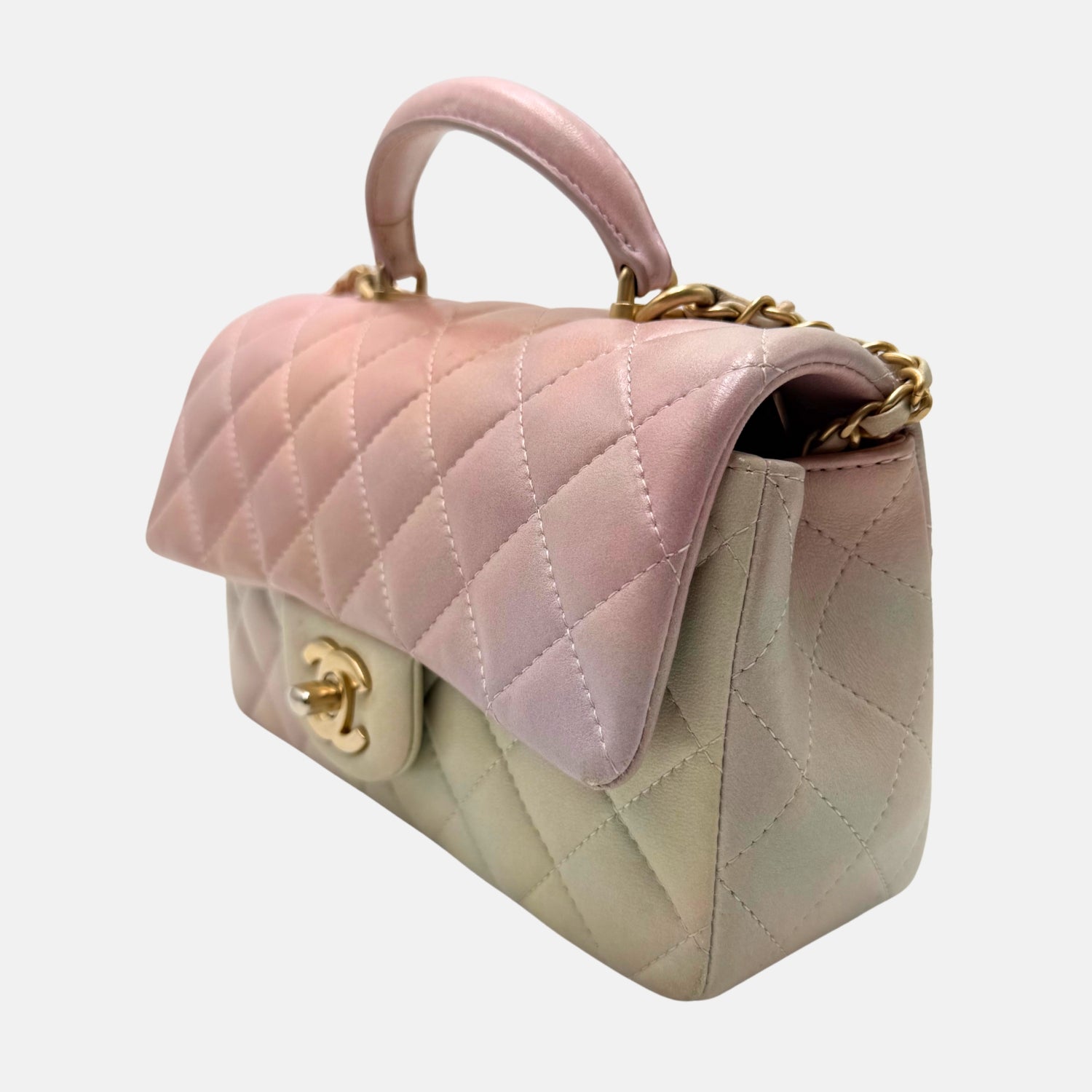 Coco Handle Bag Rainbow Ombre Quilted Lambskin