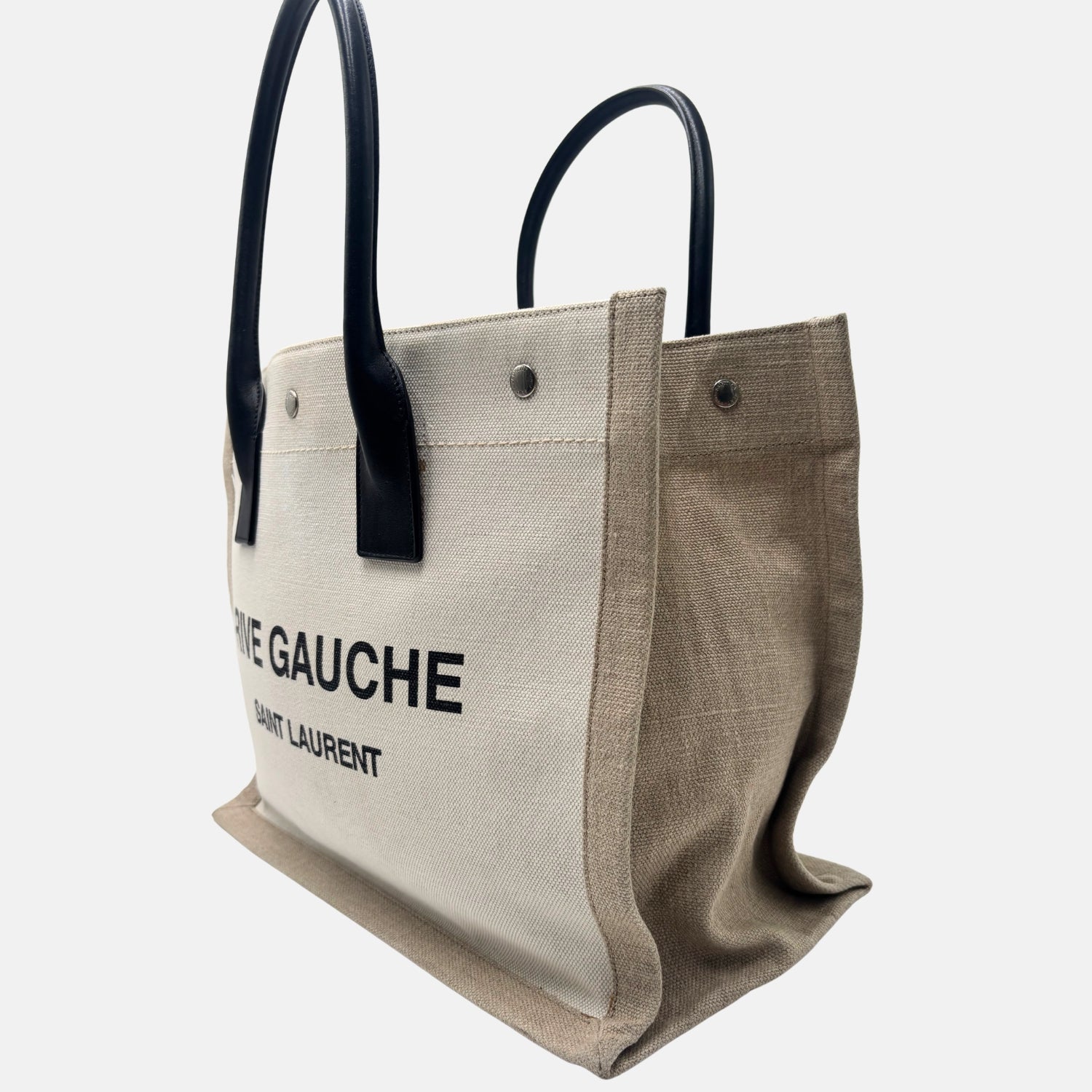 Rive Gauche Tote Bag Beige Canvas and Leather
