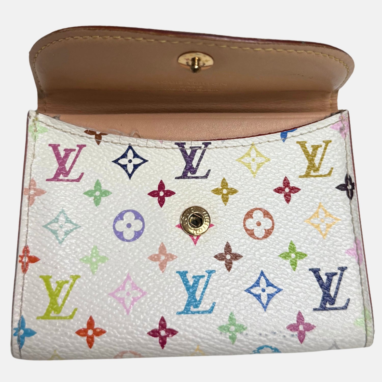 Murakami Multicolor Monogram Wallet White Leather