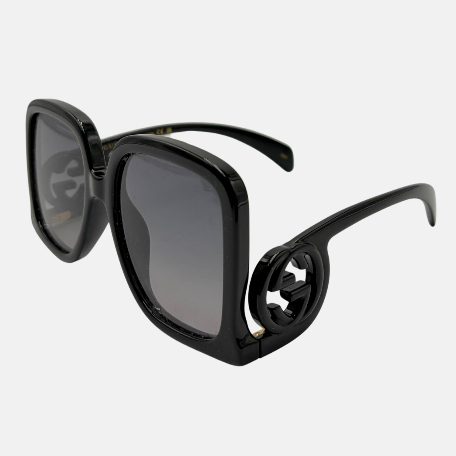 Sunglasses Black Oversized Square with Side Logo