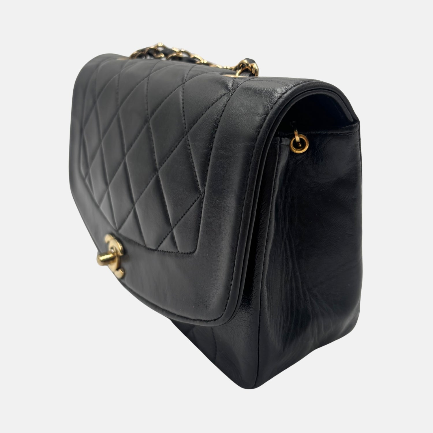 Diana Flap Bag Black Quilted Lambskin
