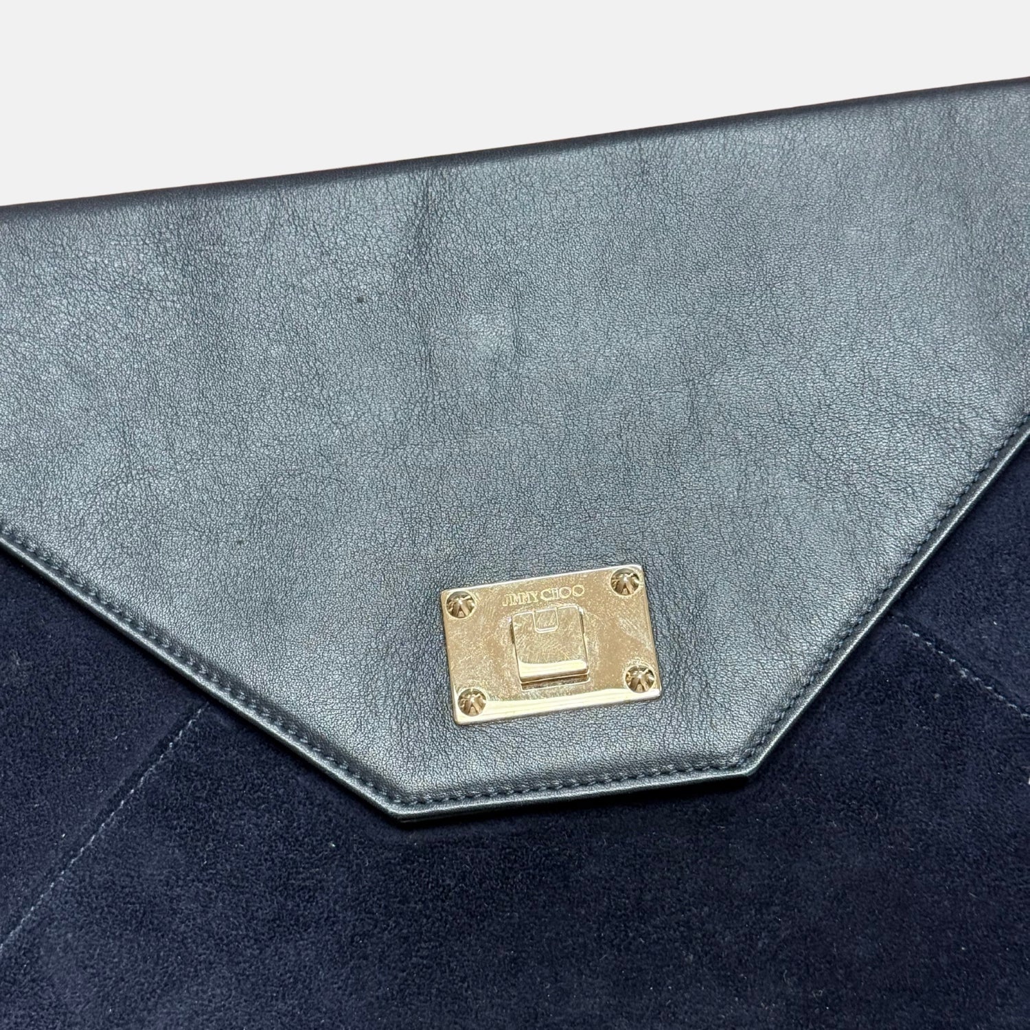 Envelope Clutch Navy Suede/Leather