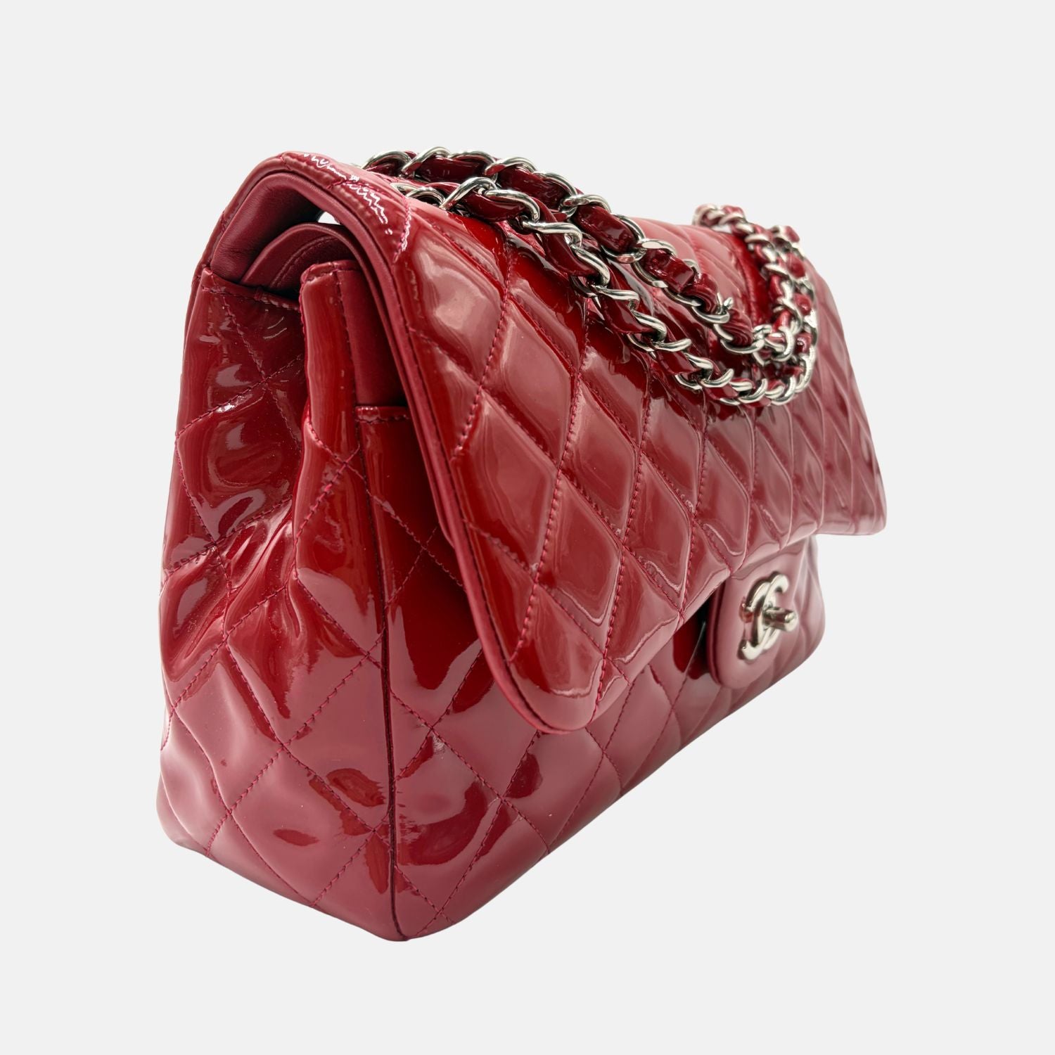 Classic Double Flap Jumbo Bag Red Patent Leather