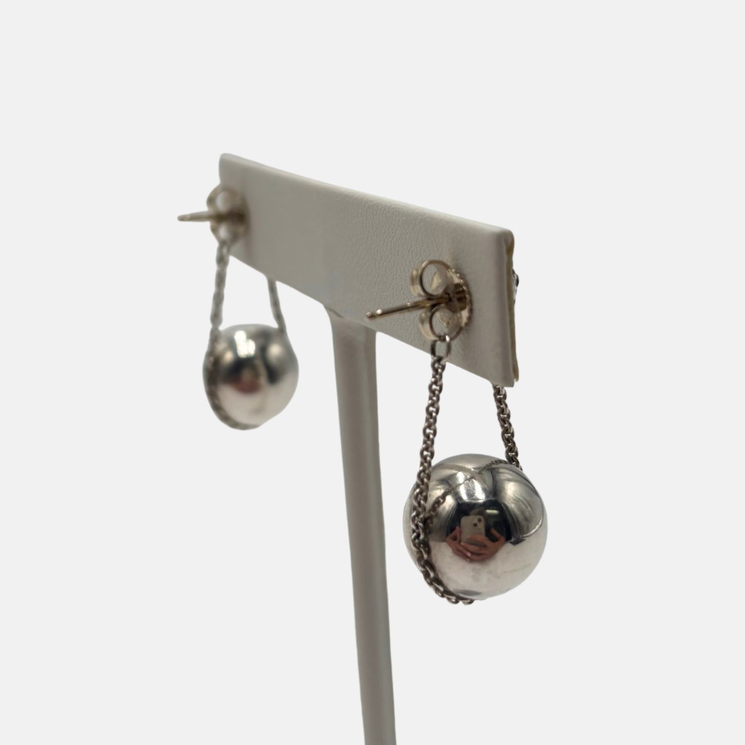 Earrings Ball and Chain Sterling Silver
