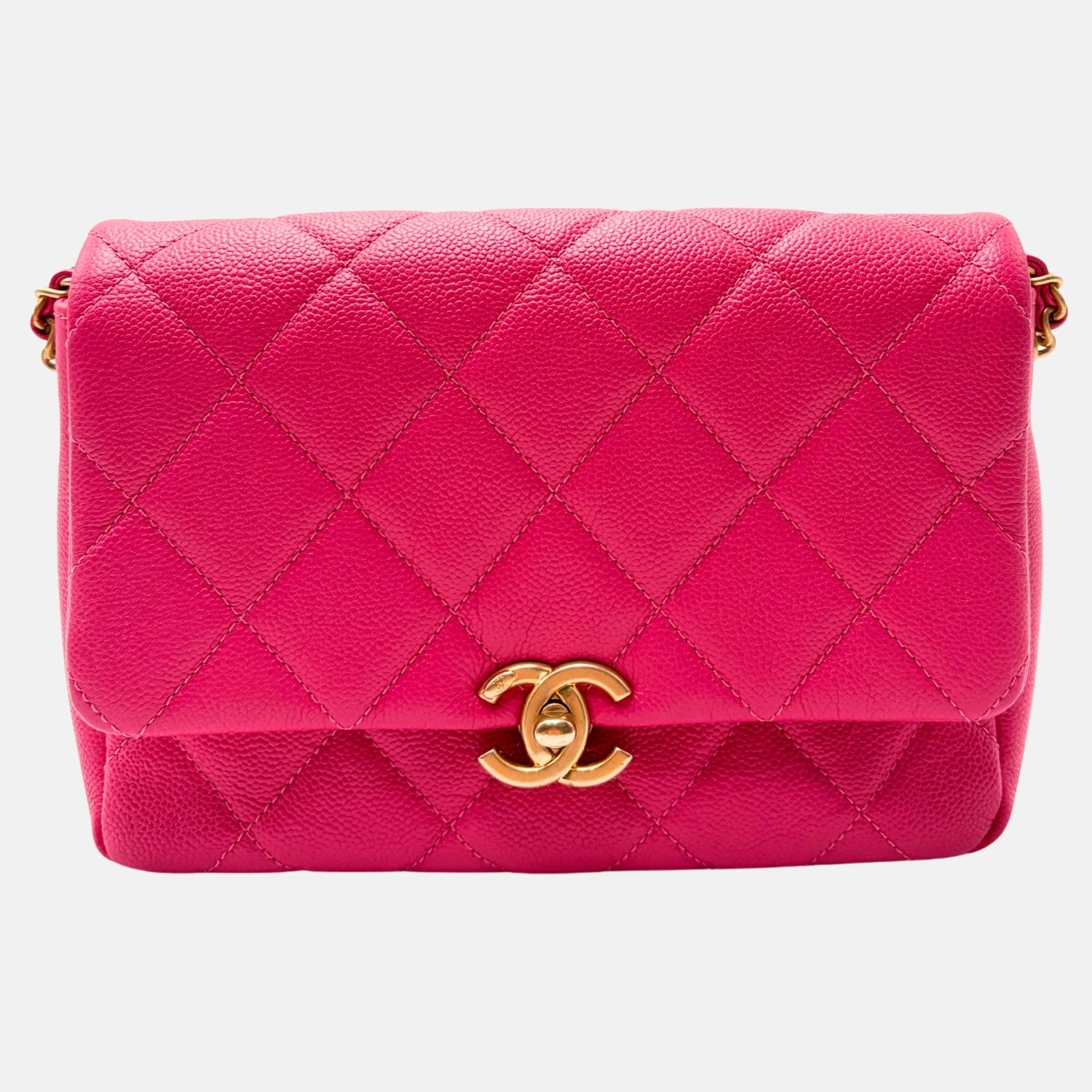 Melody Flap Bag Pink Caviar Leather Mini