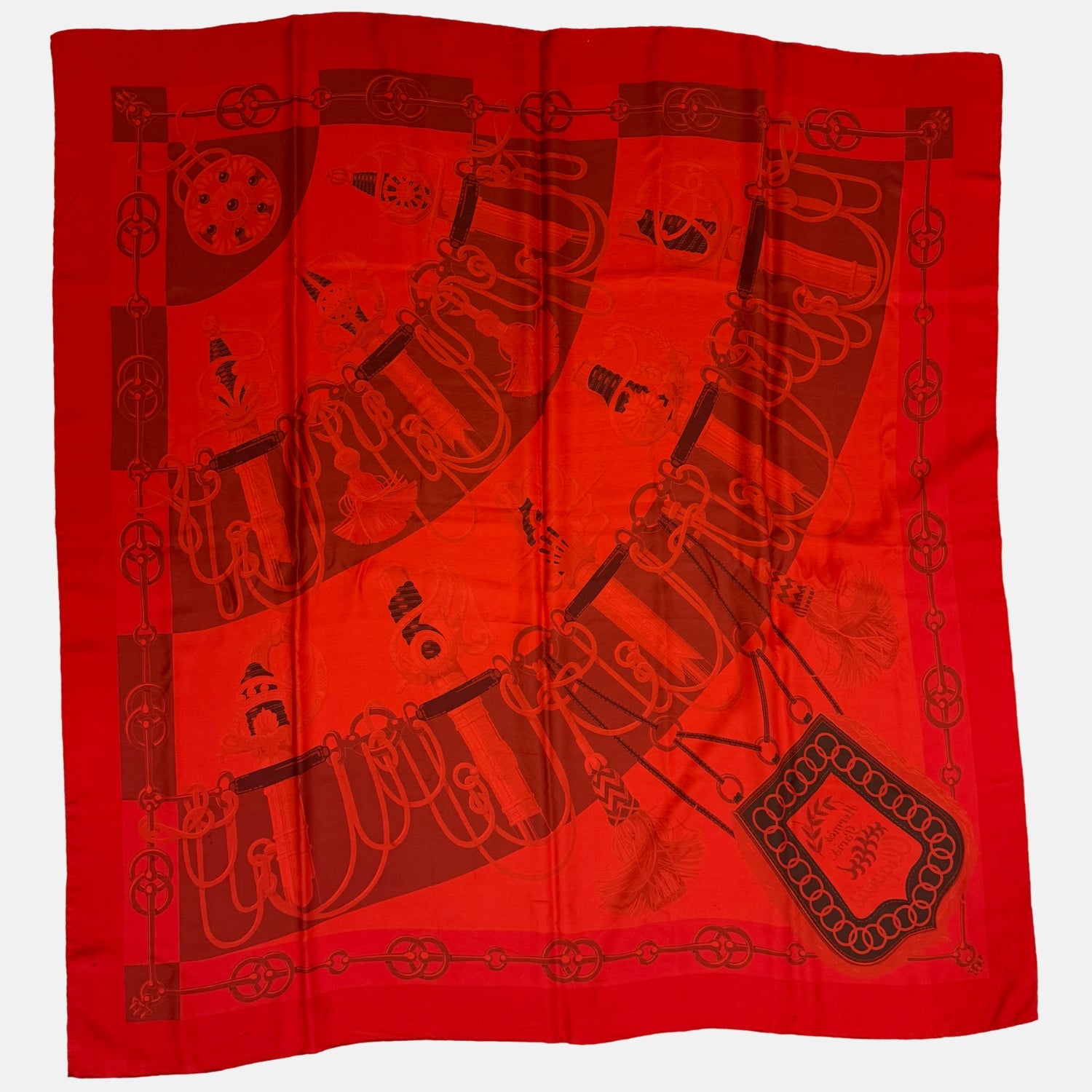 Les Cles Scarf Red Silk 90