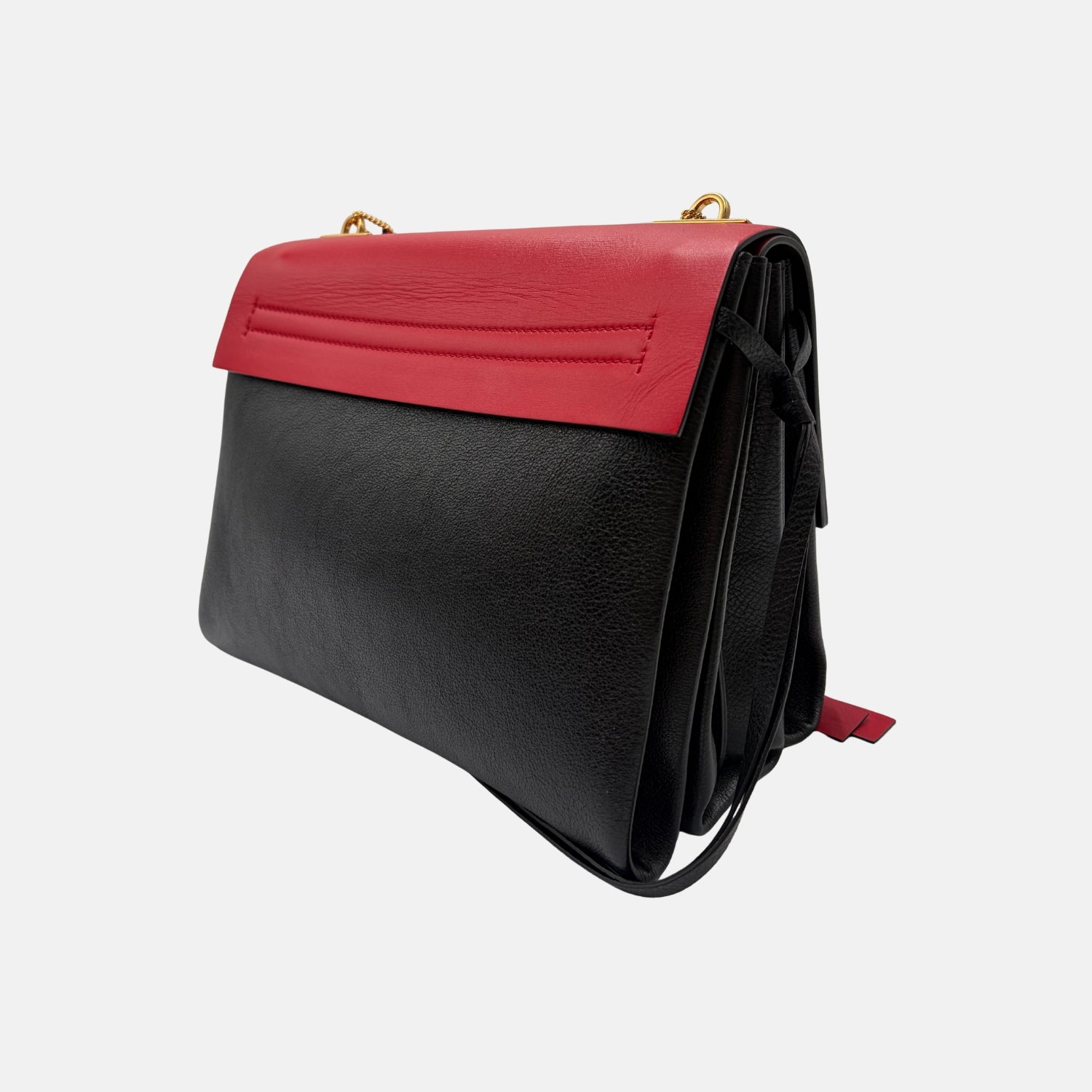 Signature Two-Tone Crossbody Bag Red and Black Leather