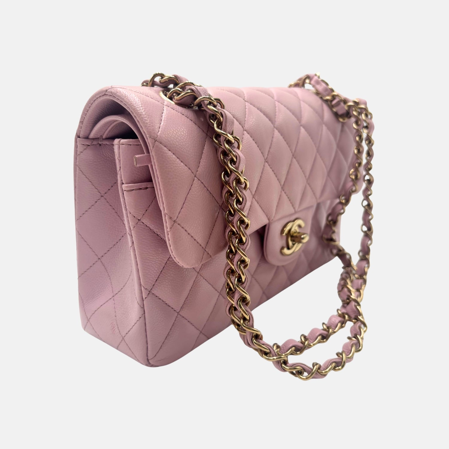 Classic Flap Bag Pink Quilted Leather Medium
