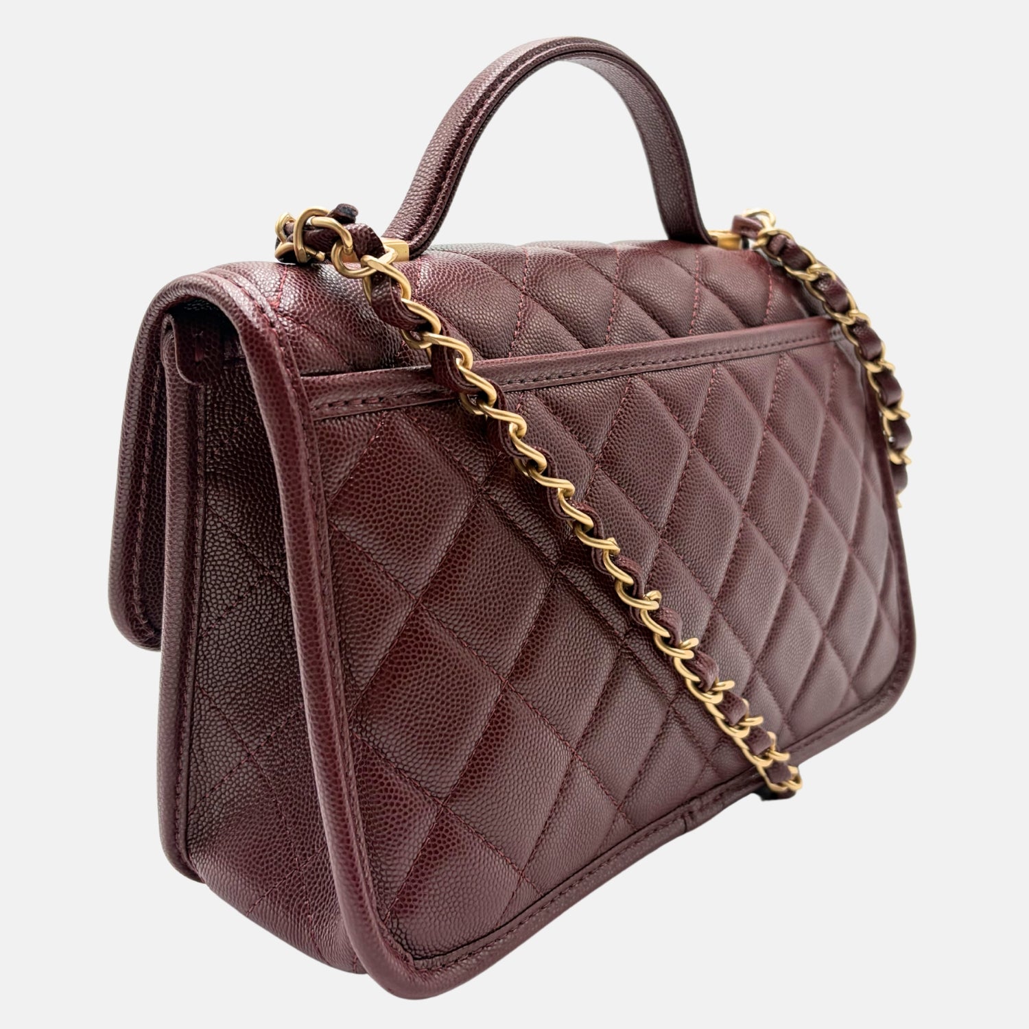 Top Handle Flap Brown Caviar